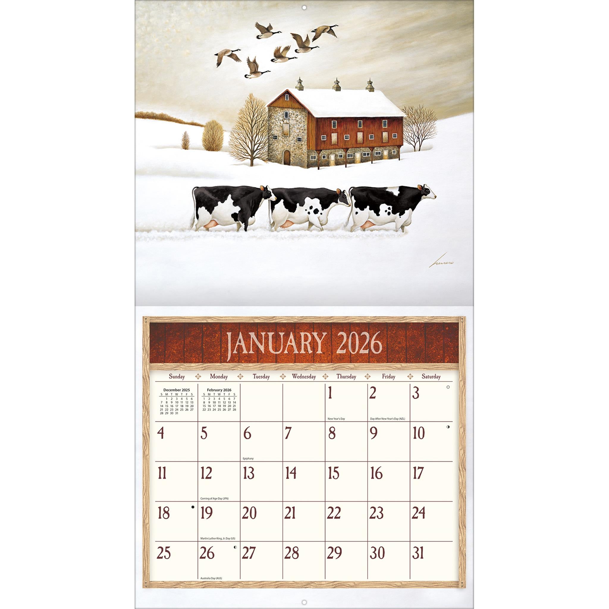 Cows Cows Cows 2026 Deluxe Special Edition Wall Calendar with Print