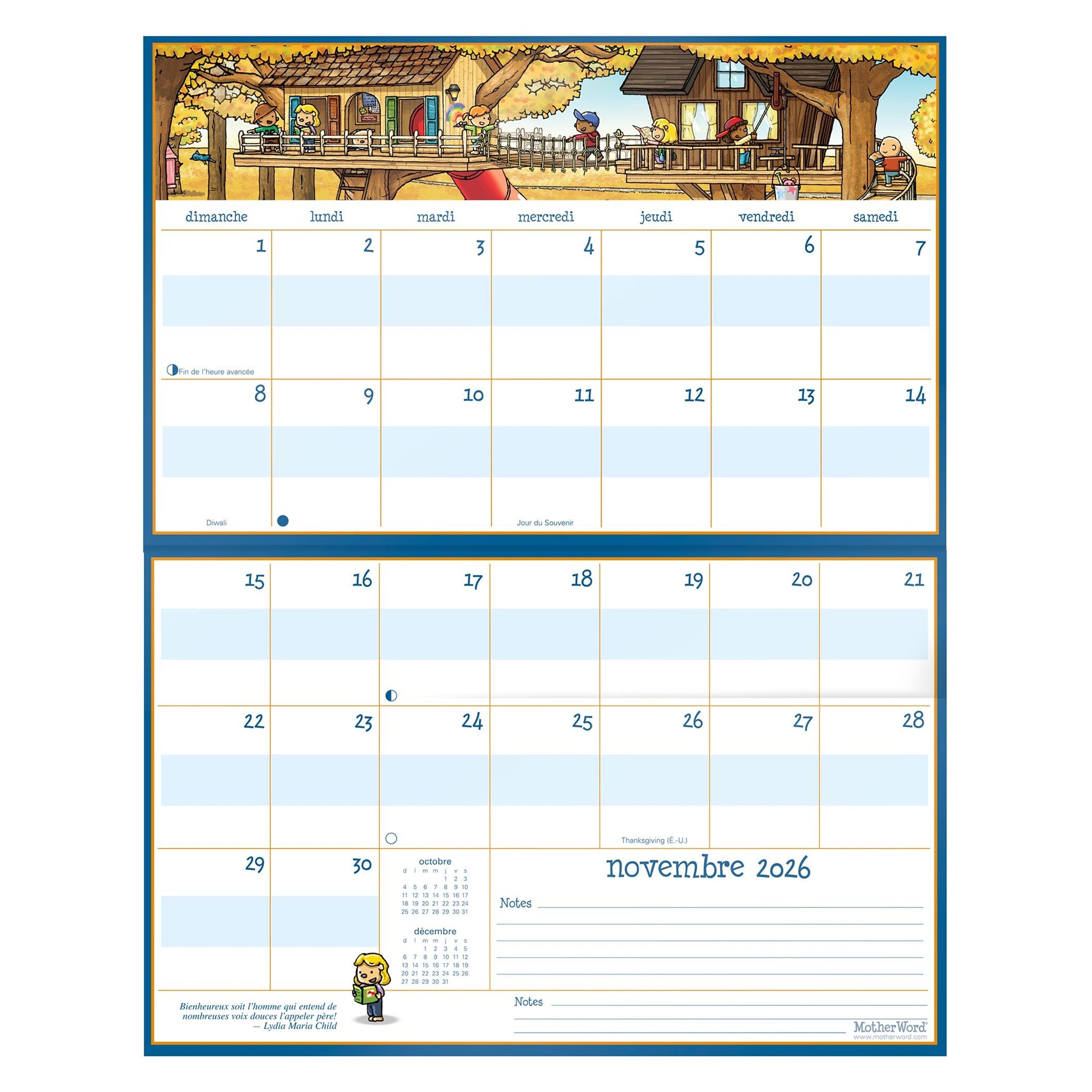 MotherWord Magnetic Fridge French 2027 Wall Calendar
