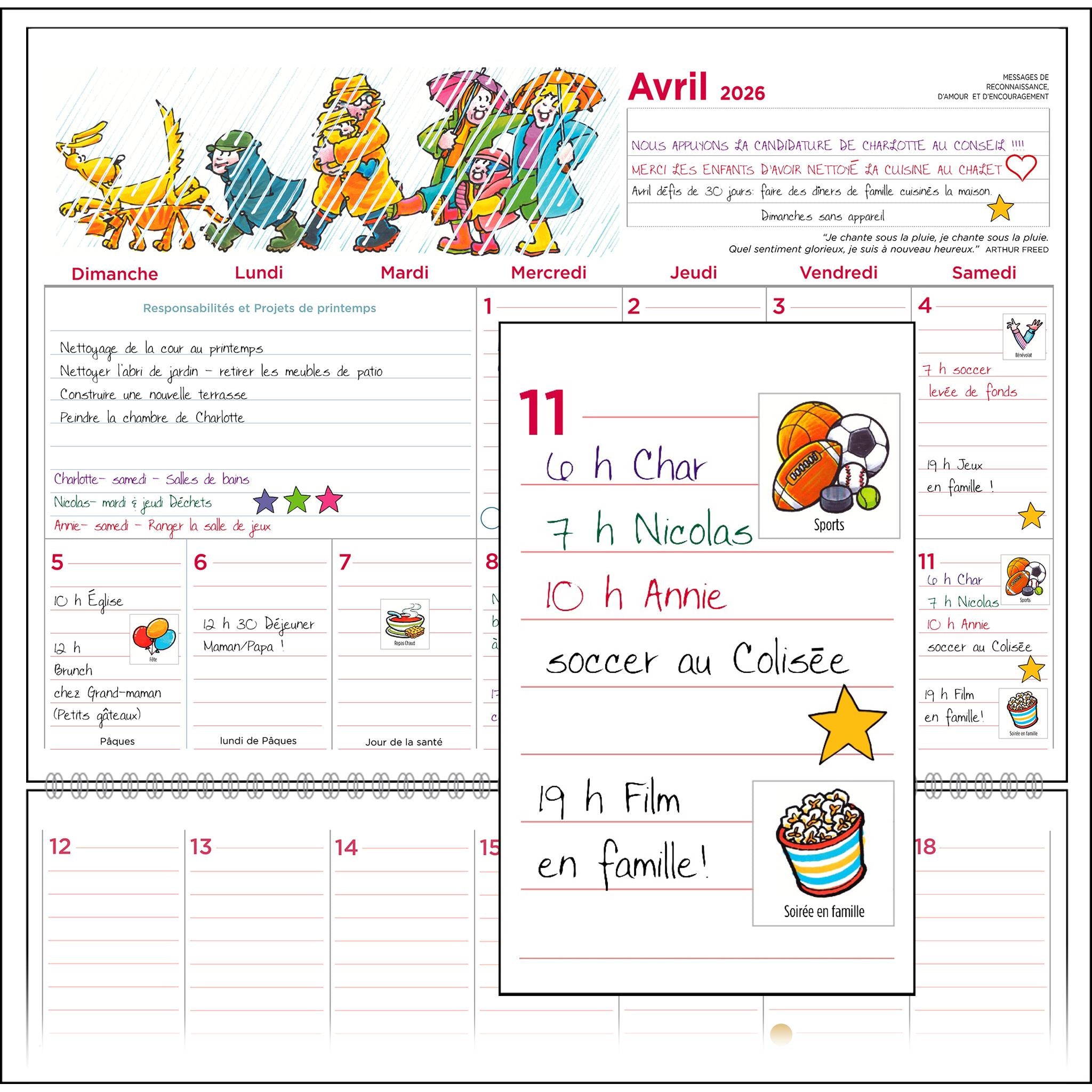 Agenda Familial 2025-2026 Wall Calendar (French)