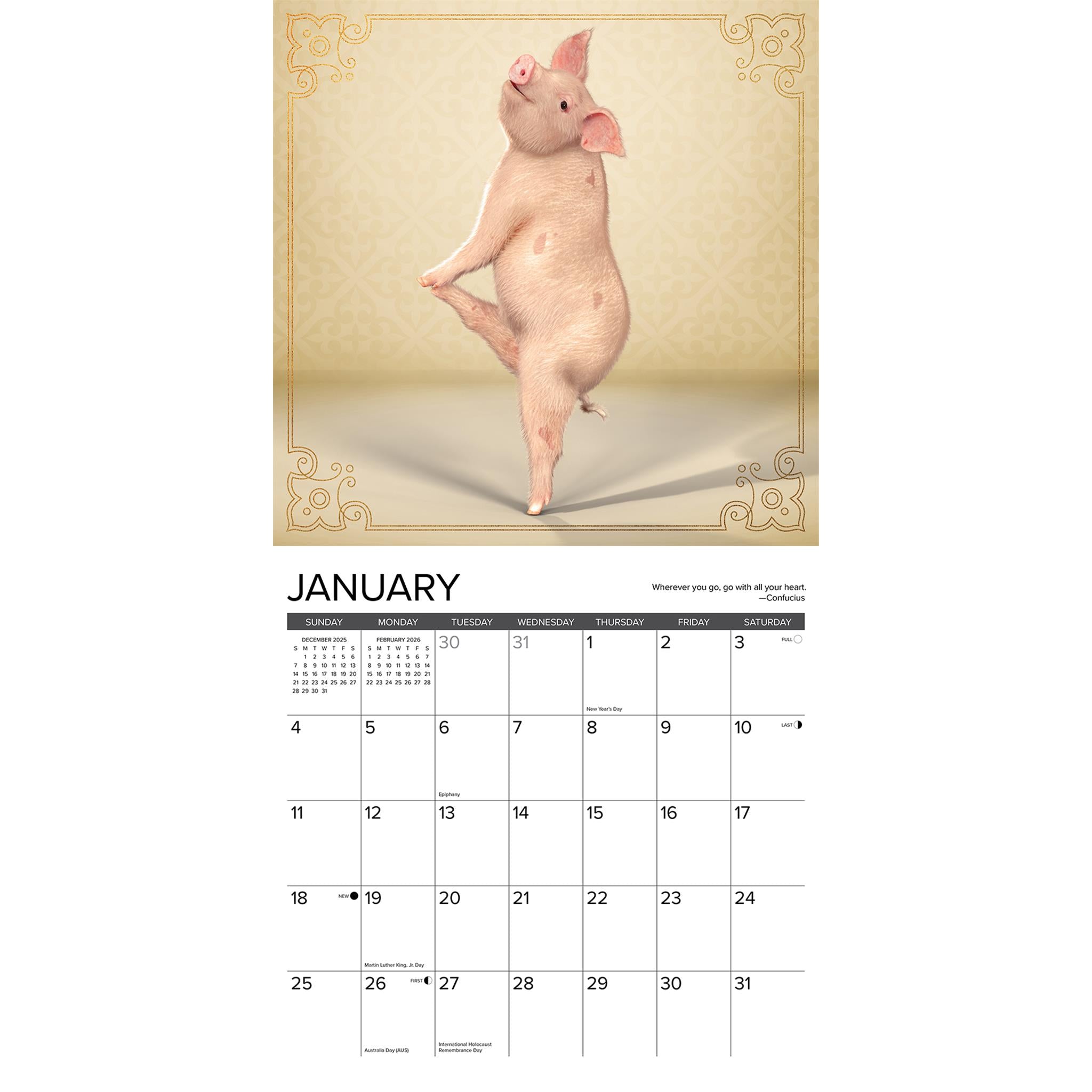 Pig Pilates 2026 Wall Calendar