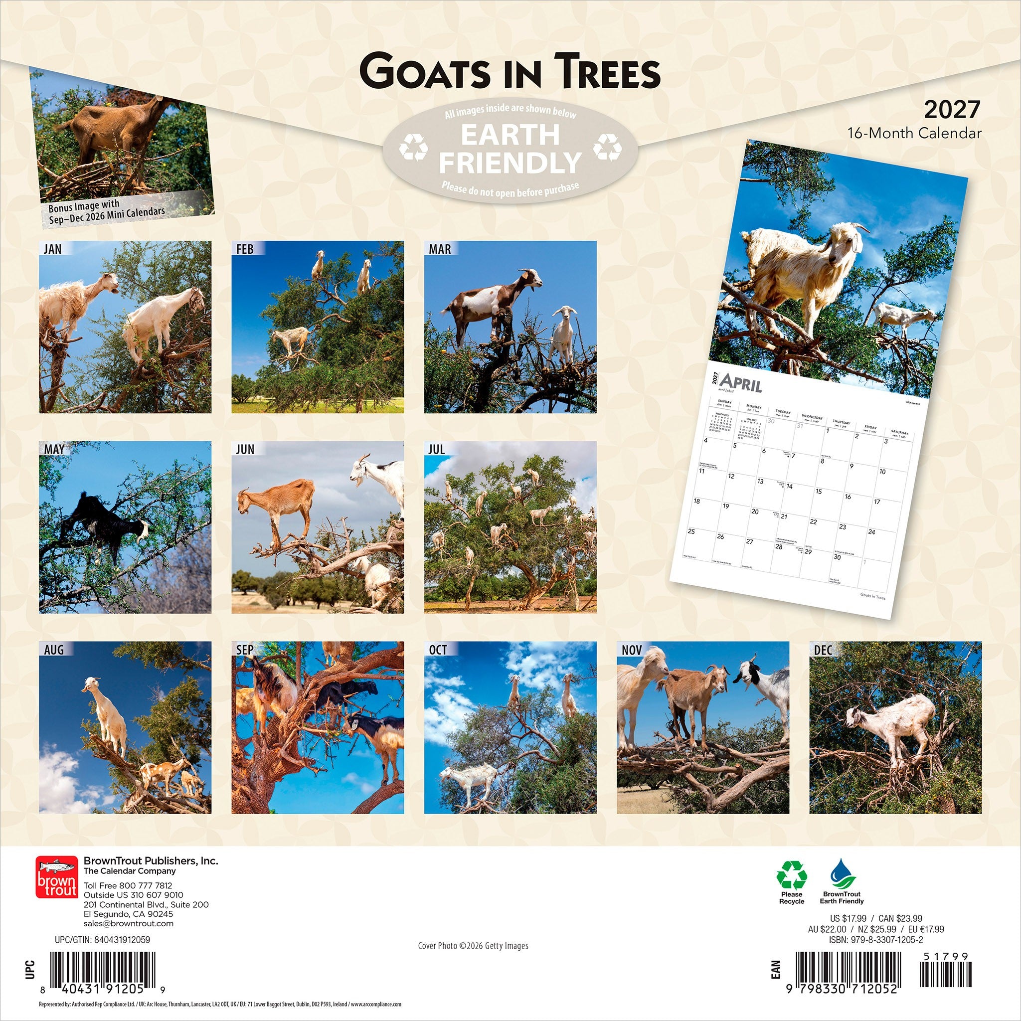 Goats in Trees 2027 Wall Calendar