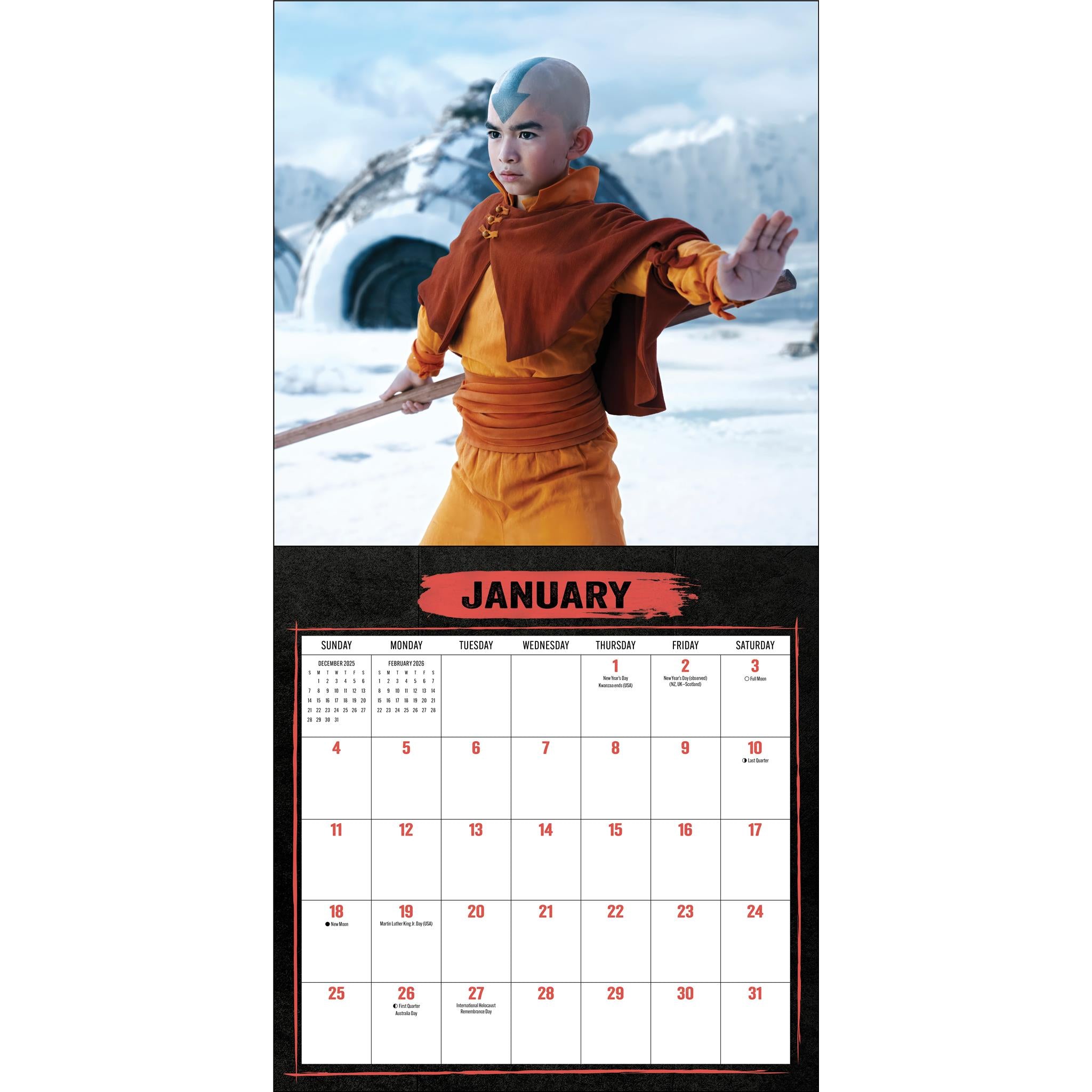 Avatar: The Last Airbender Netflix Series with Poster 2026 Deluxe Wall Calendar - Online Only