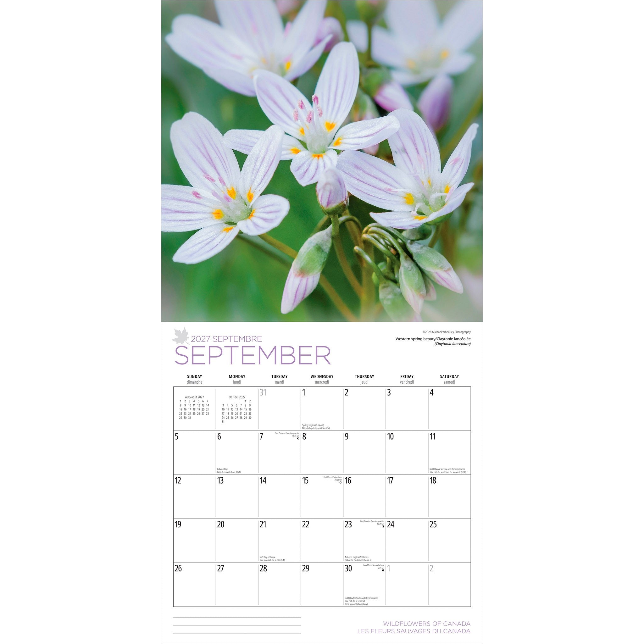 Wildflowers of Canada / Les fleurs sauvages du Canada 2027 Wall Calendar