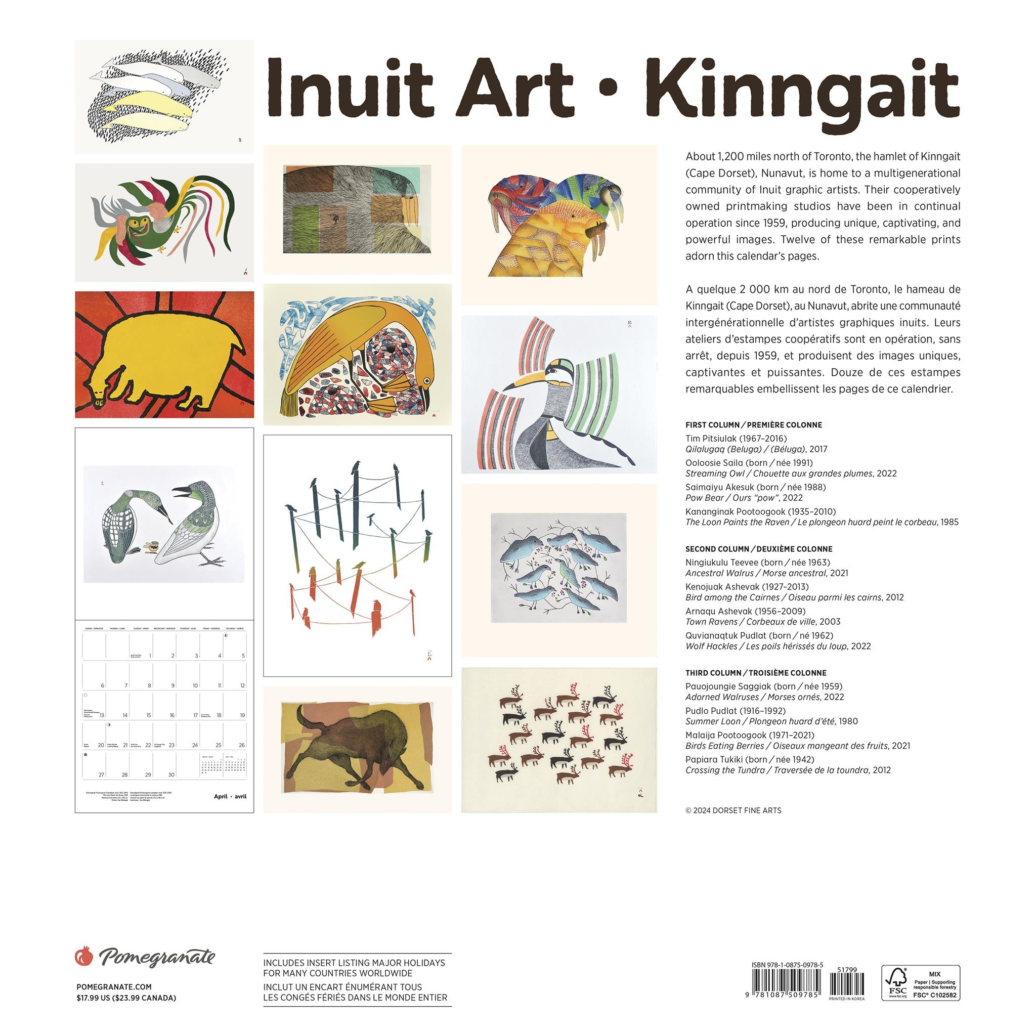 Inuit Art Cape Dorset Calendar 2025 