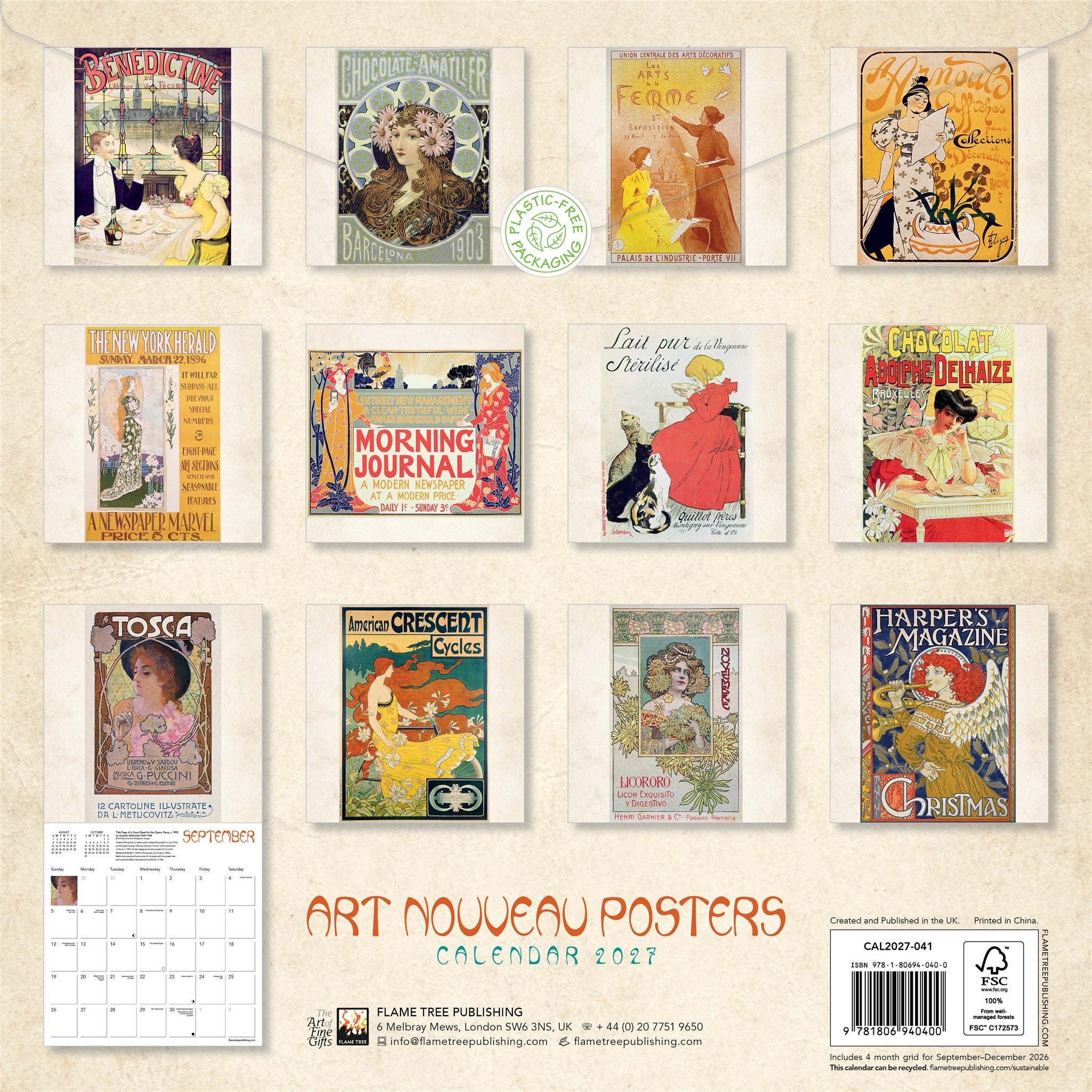 Art Nouveau Posters 2027 Wall Calendar