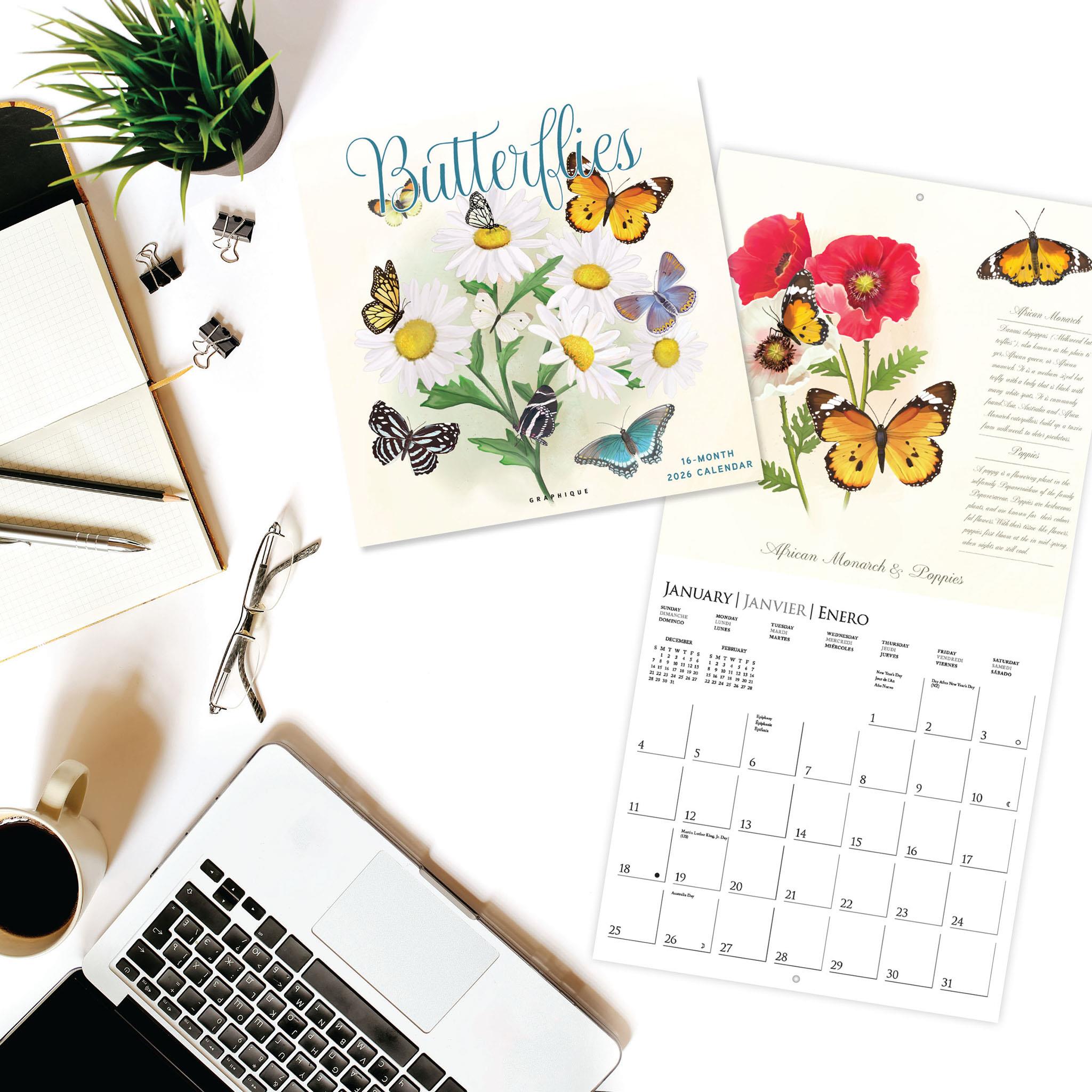 Butterflies 2026 Wall Calendar - Online Only