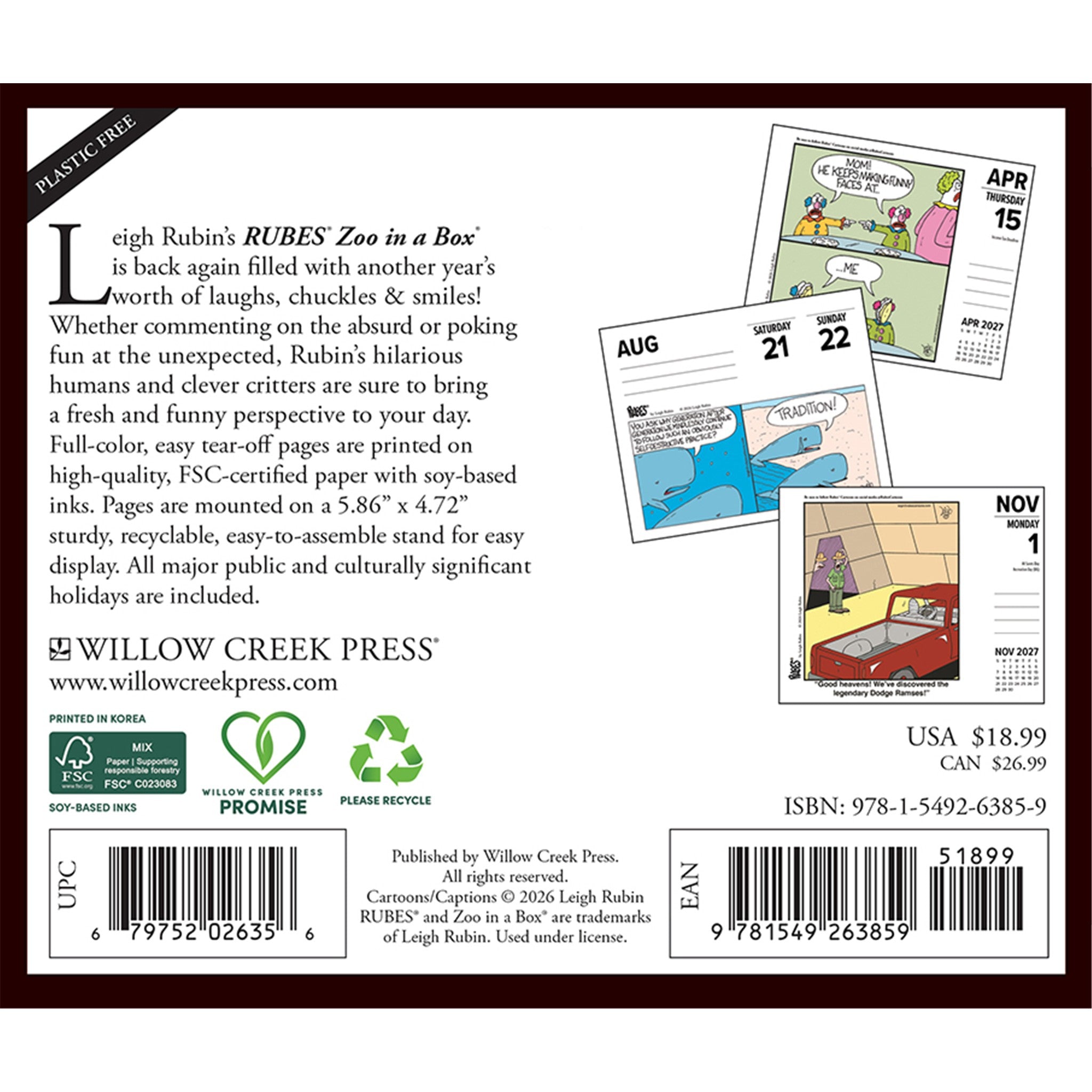 Zoo In A Box 2027 Box Calendar - Online Only