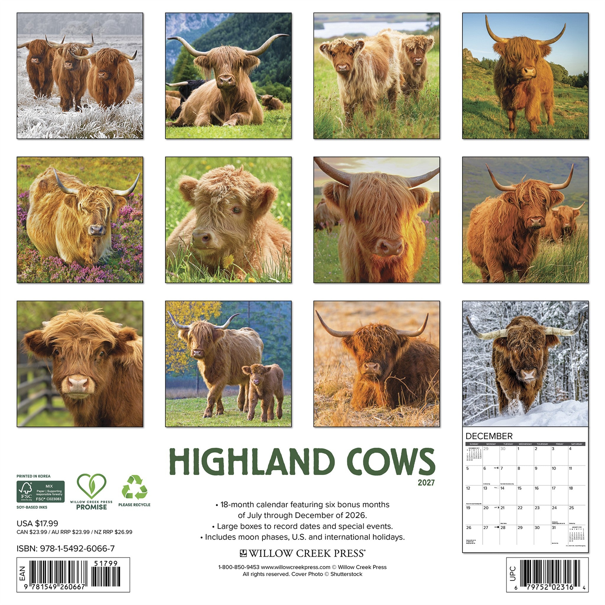Highland Cows 2027 Wall Calendar - Online Only