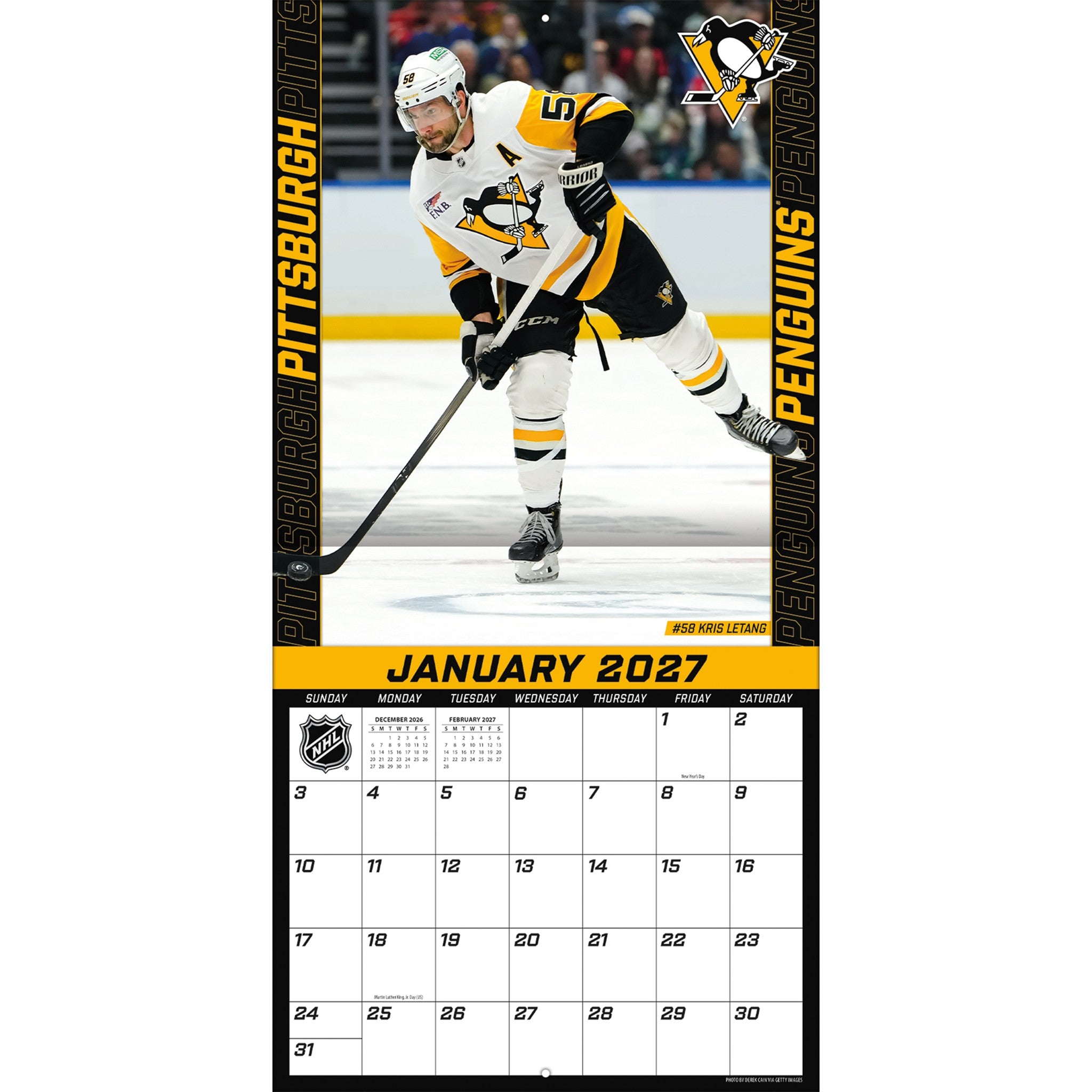 NHL Pittsburgh Penguins 2027 Wall Calendar