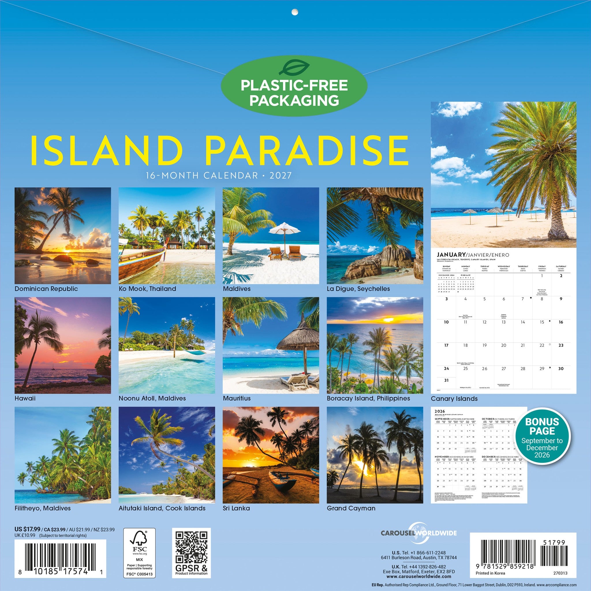 Island Paradise 2027 Wall Calendar