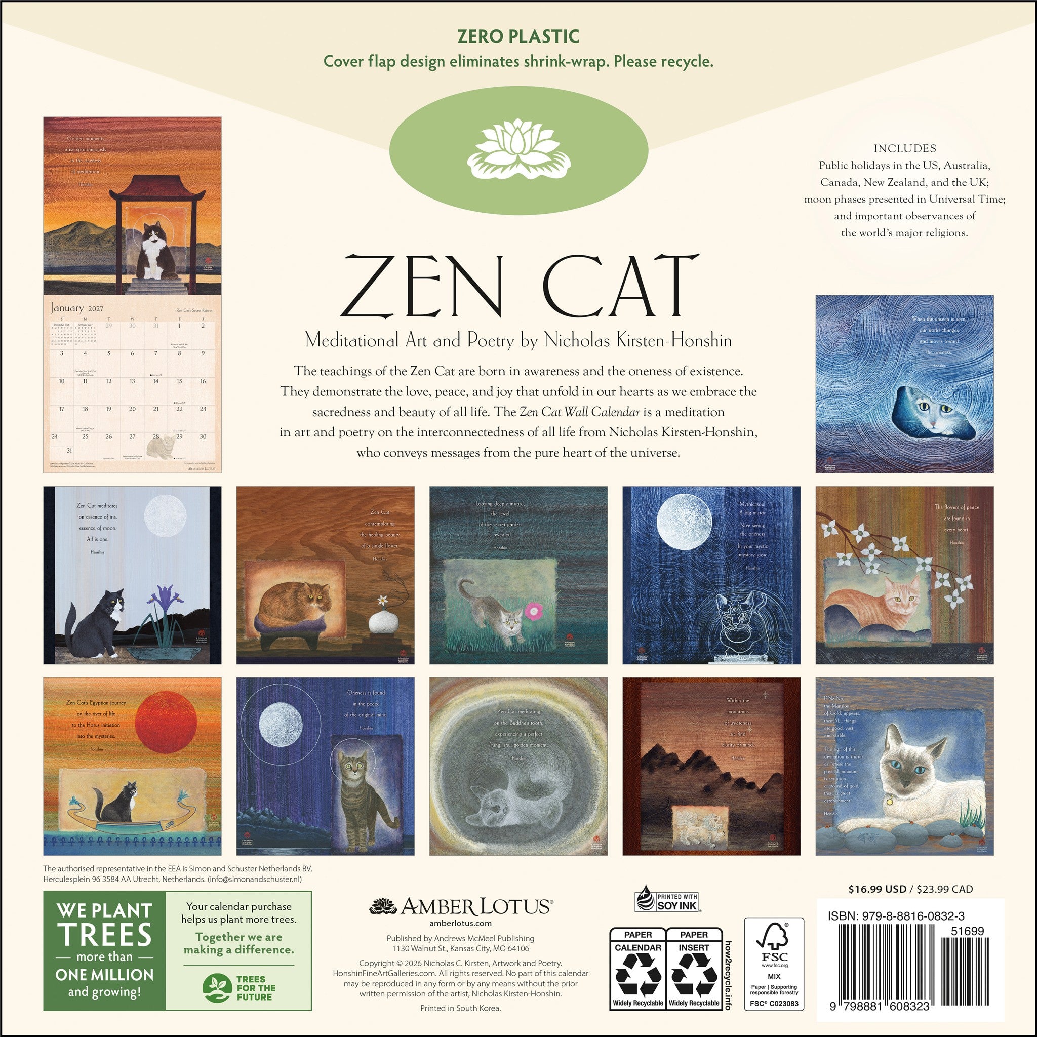 Zen Cat 2027 Wall Calendar - Online Only