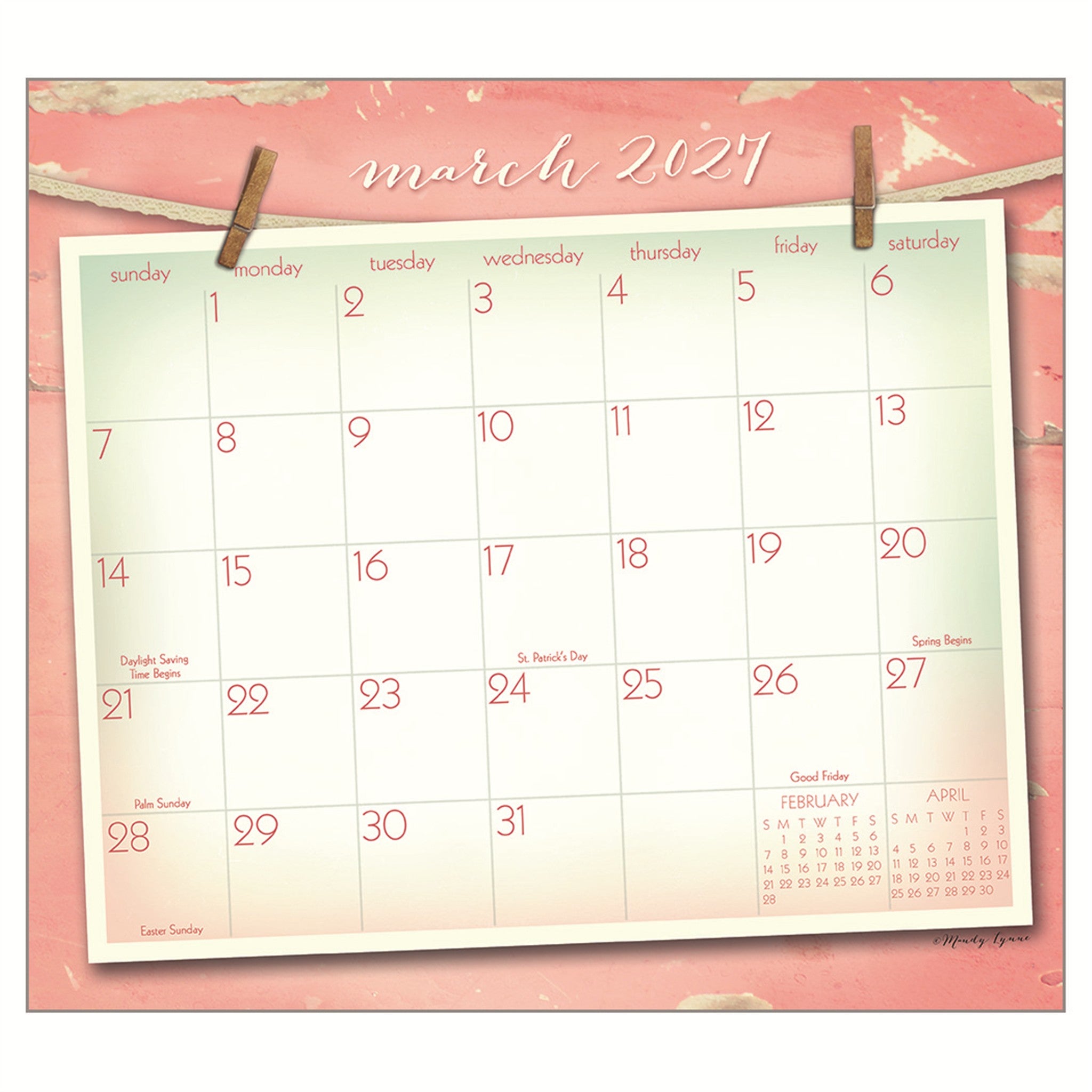 Vintage Pink 2027 Wall Calendar
