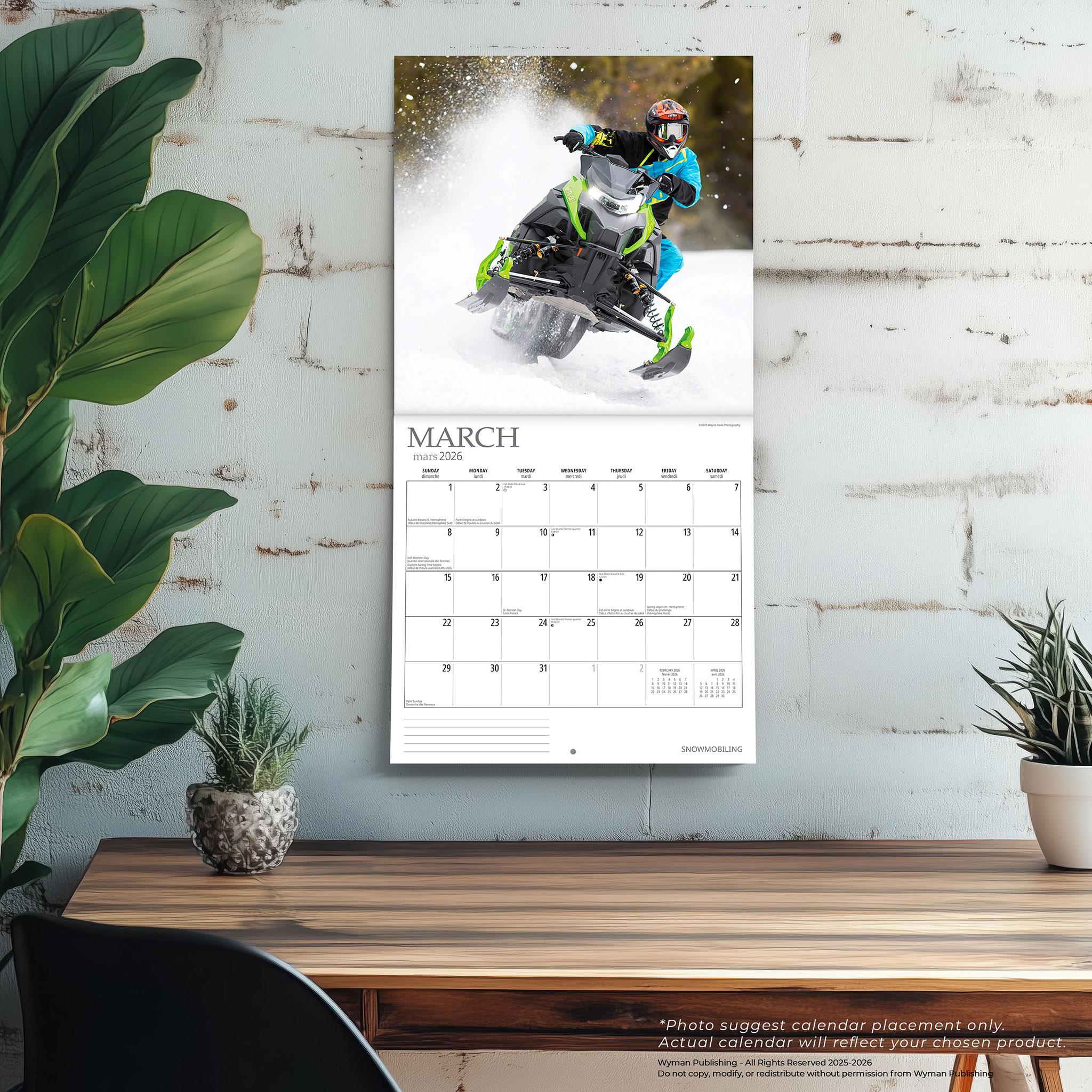 Snowmobiling 2026 Wall Calendar
