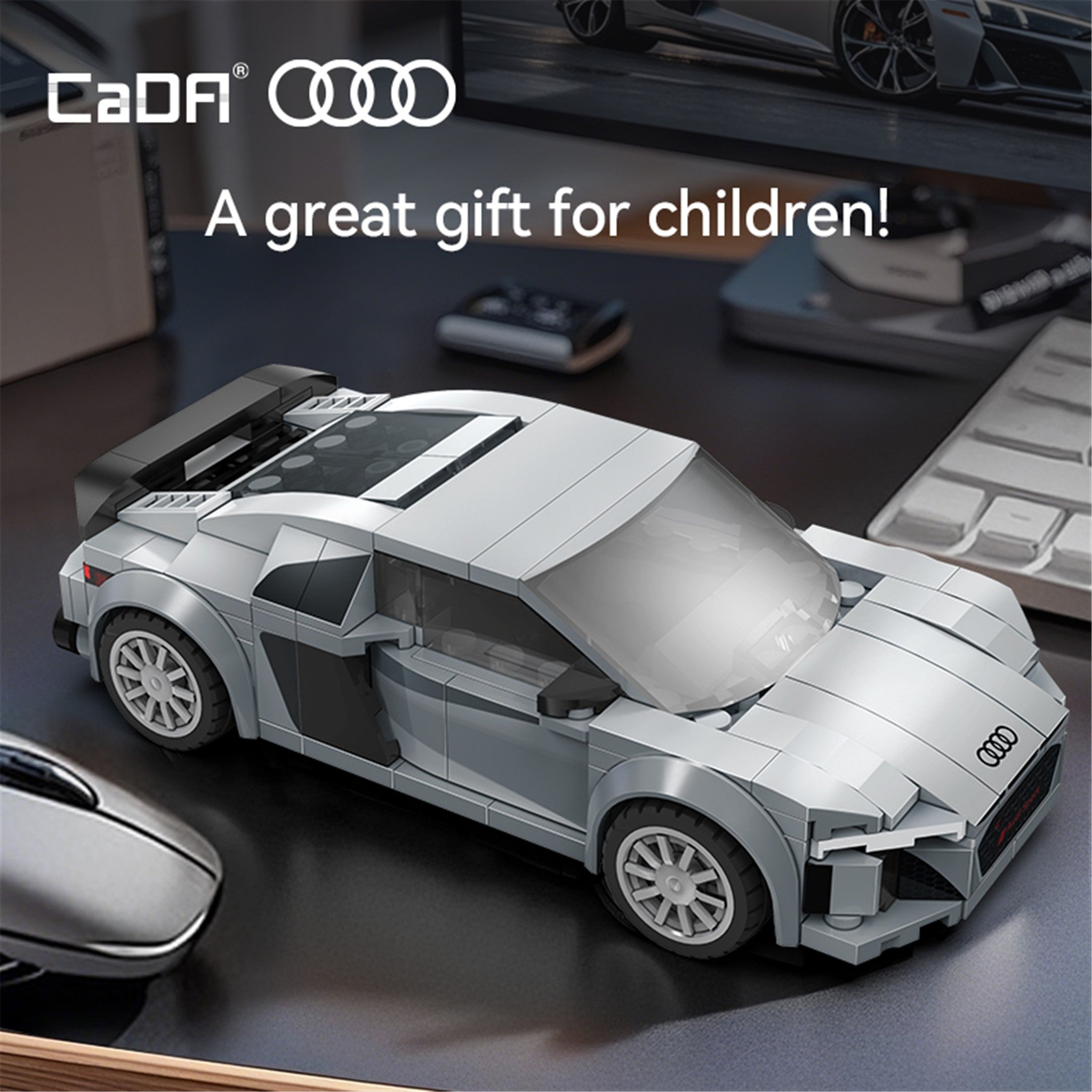 Silver 1:24 Audi R8 Coupe 199 Pieces