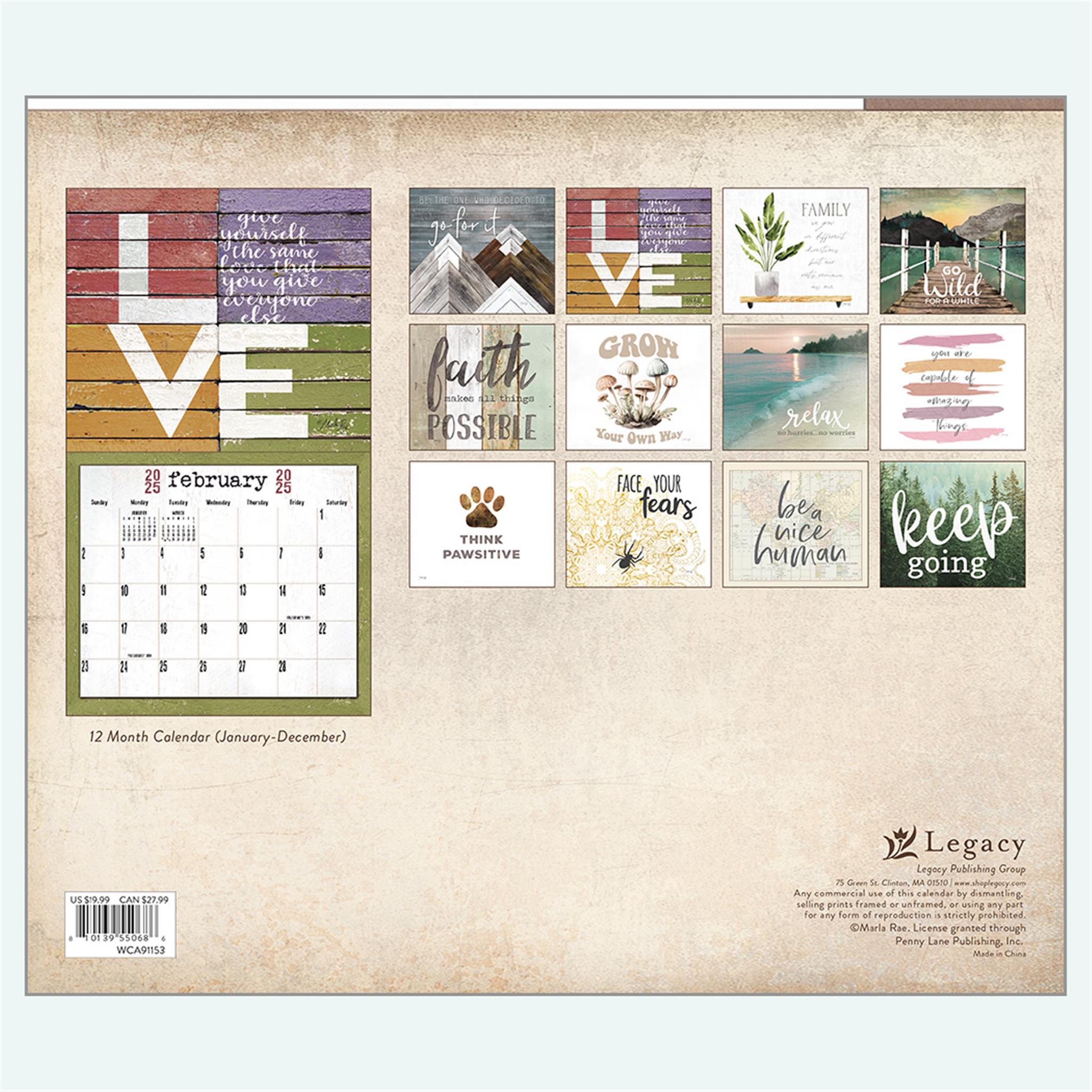 Words To Live By Wall 2025 Calendar
