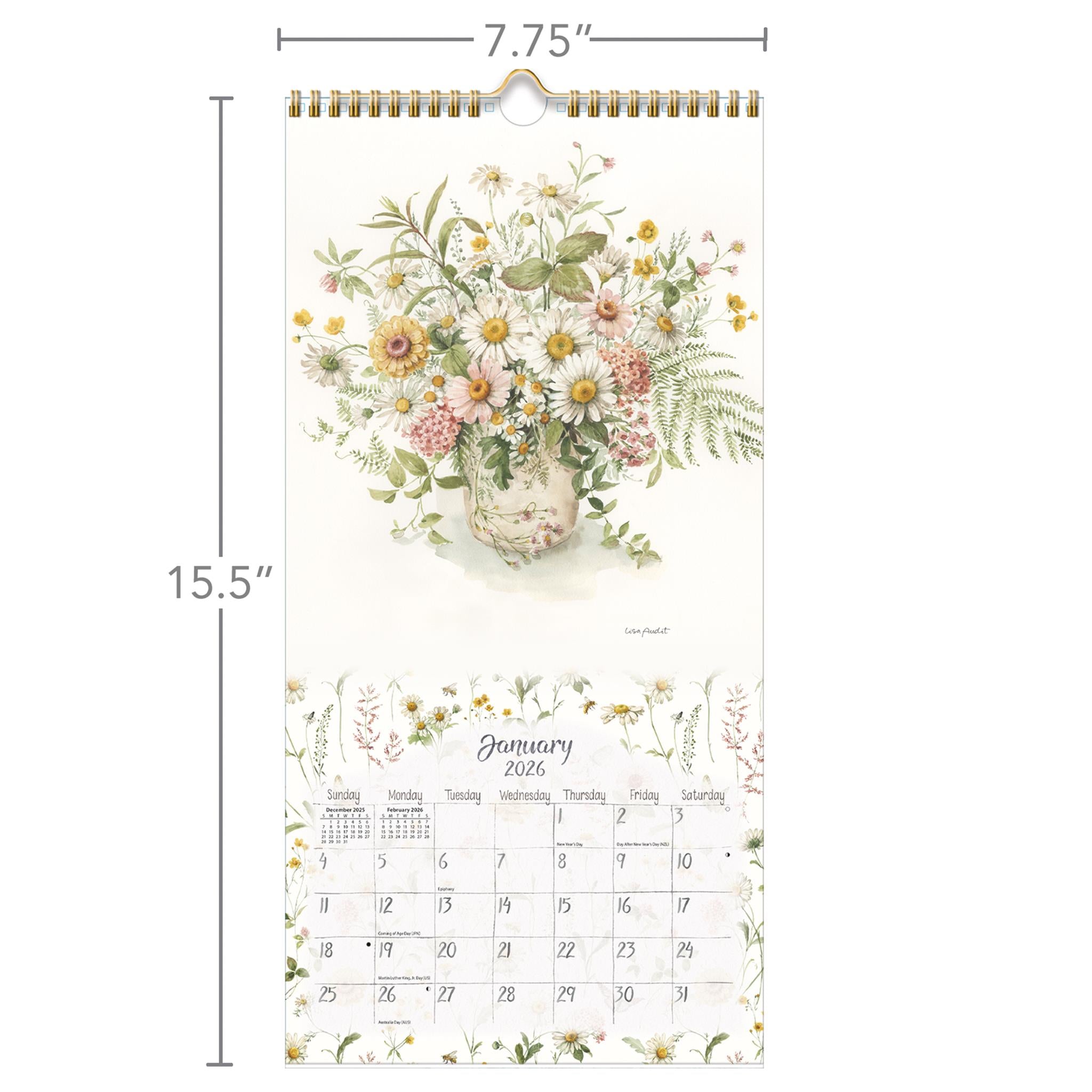 Watercolor Seasons 2026 Slim Calendar - Online Only
