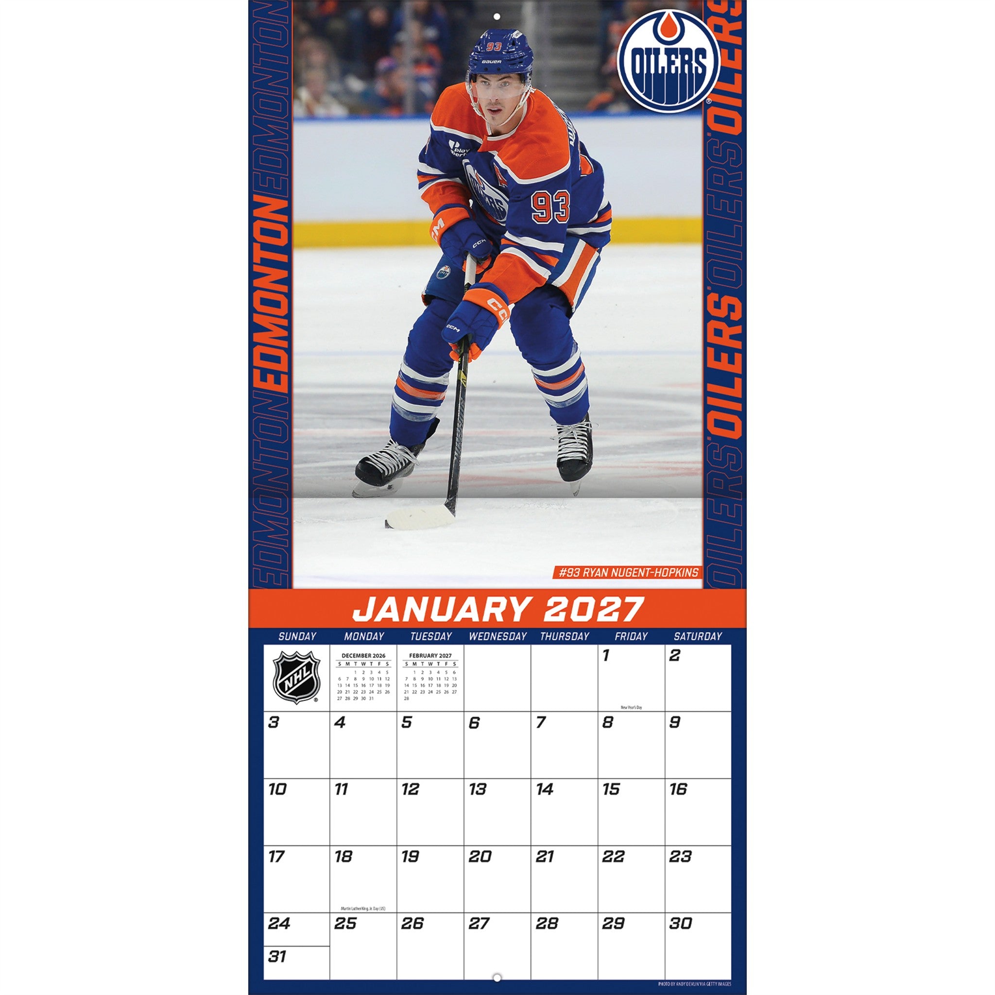 NHL Edmonton Oilers 2027 Wall Calendar