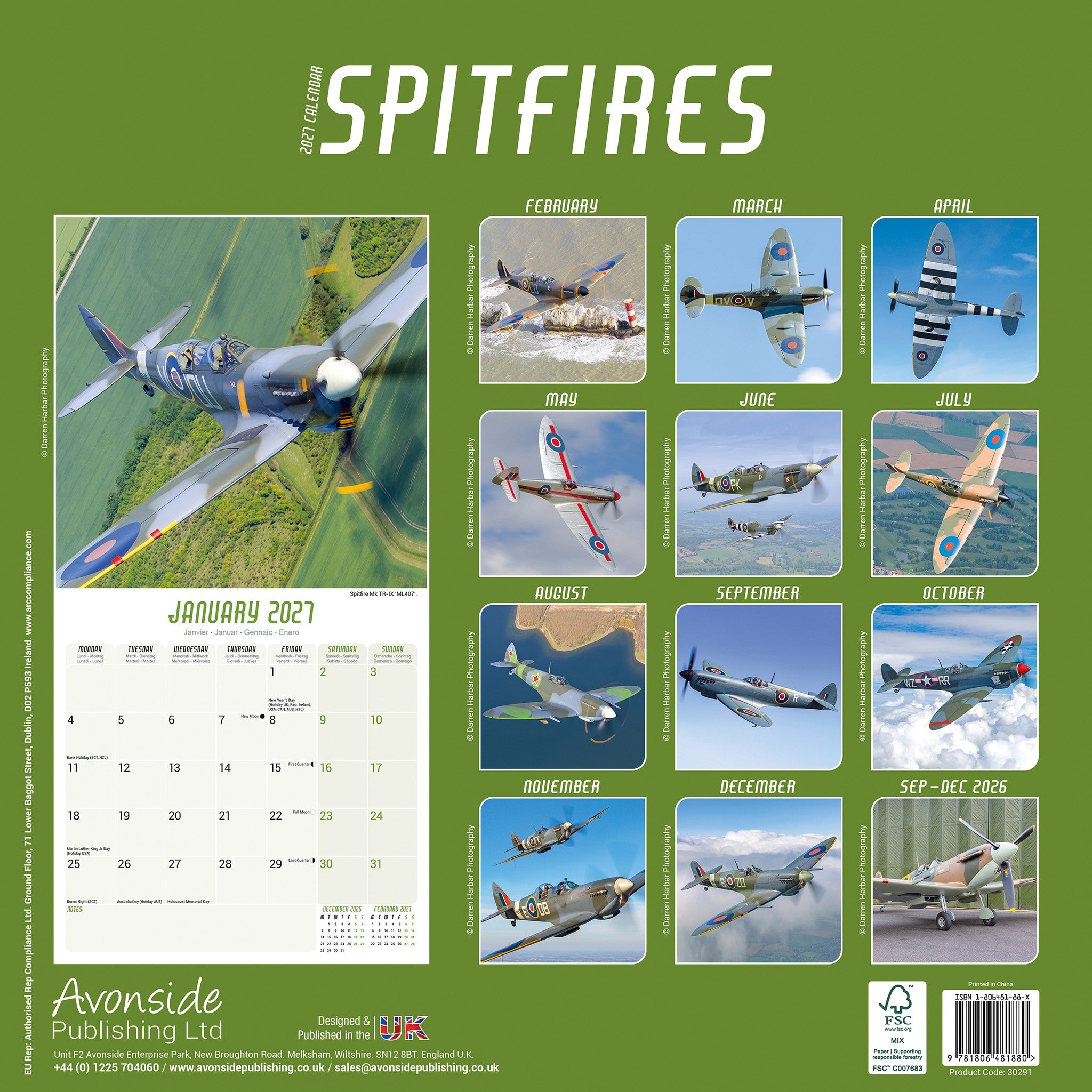 Spitfires 2027 Wall Calendar