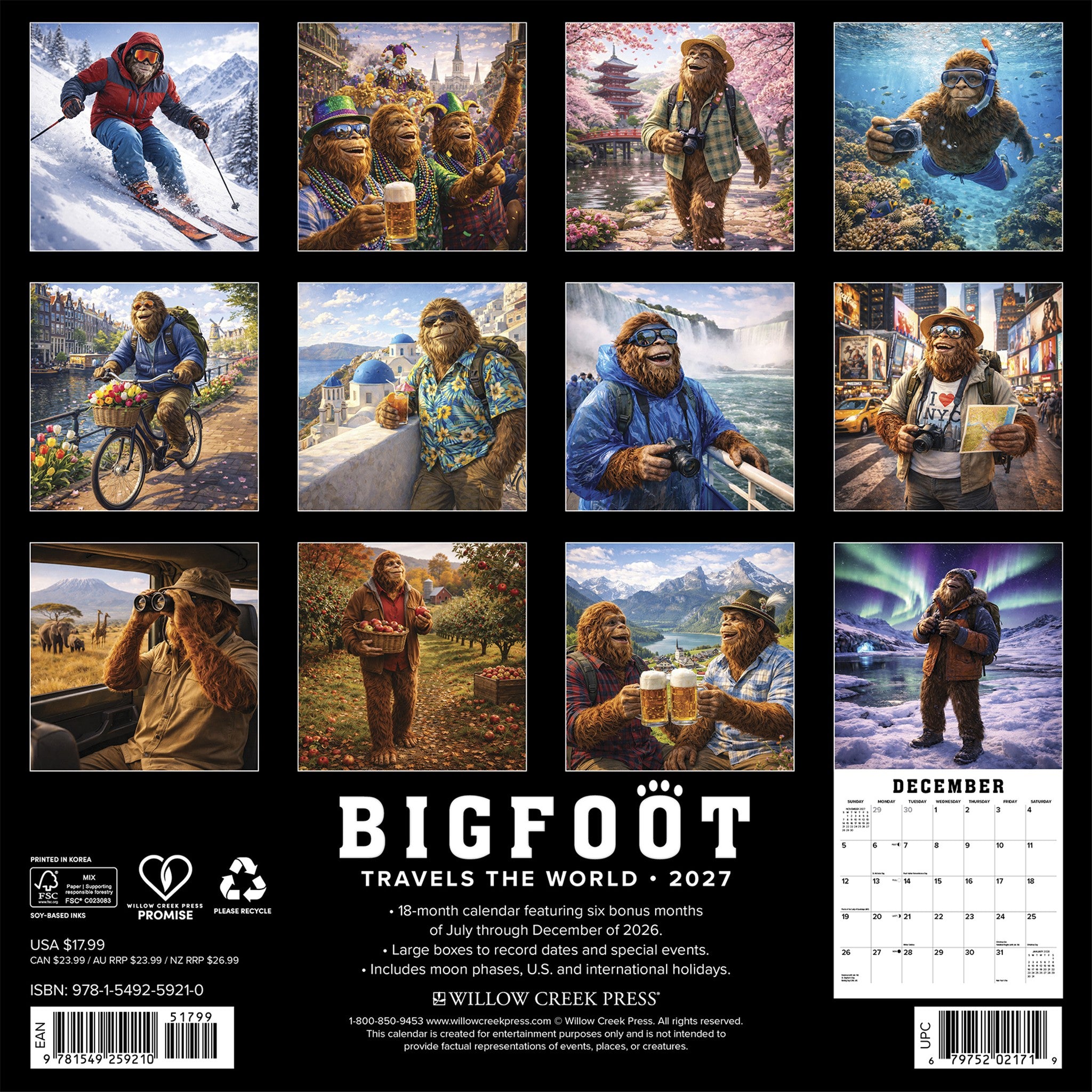 Bigfoot Travels the World 2027 Wall Calendar - Online Only