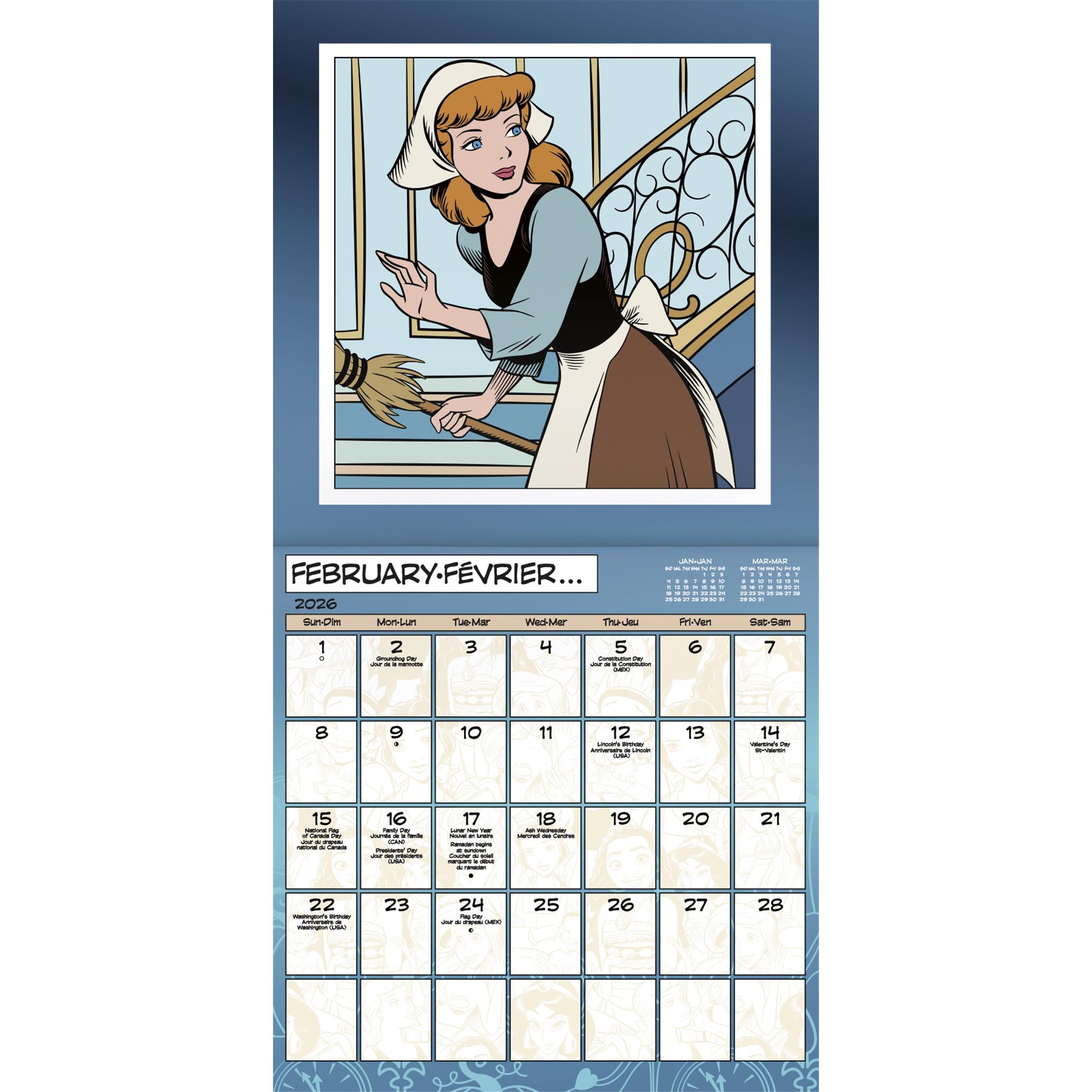 Disney Princess Bilingual 2026 Wall Calendar