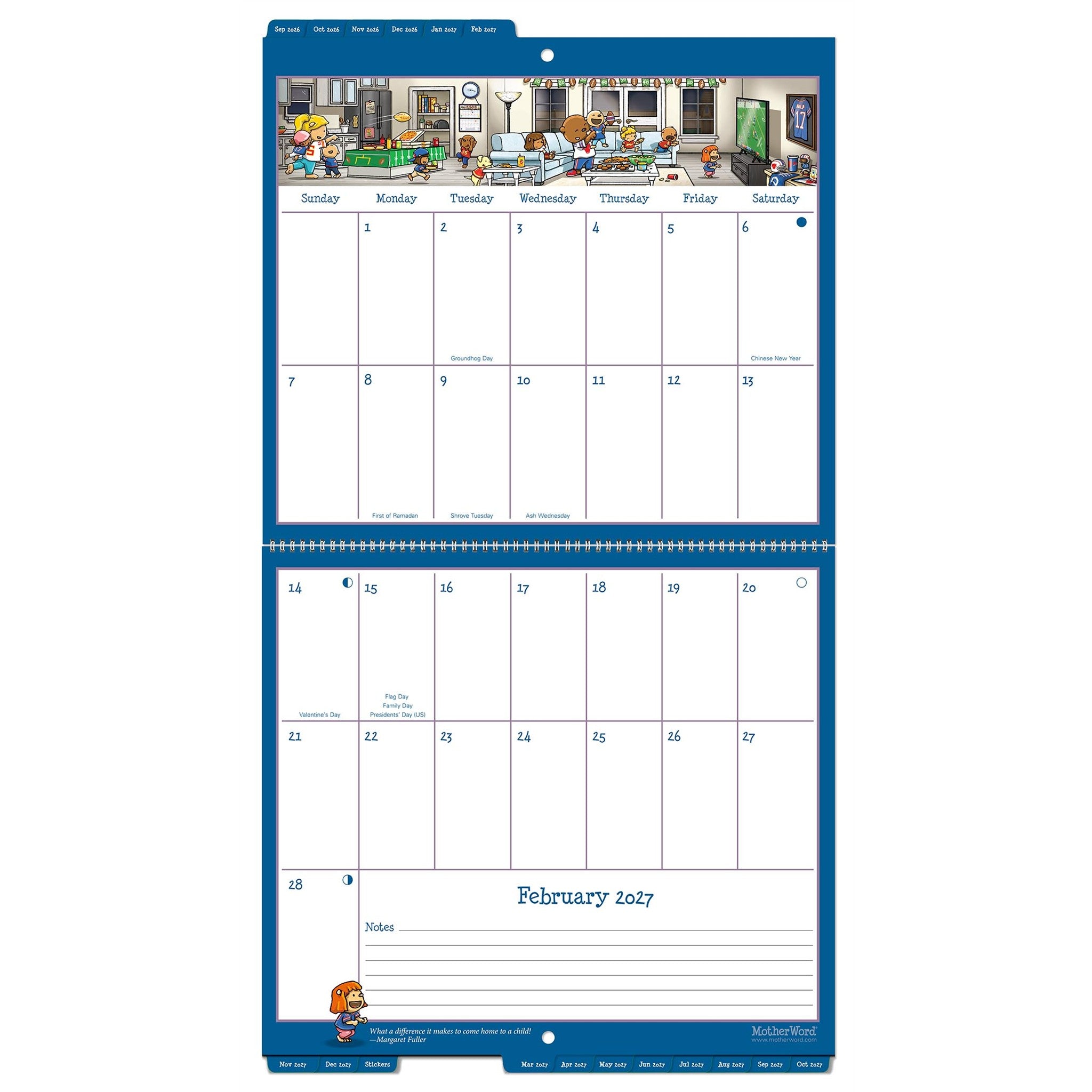 MotherWord Tabbed English 2027 Wall Calendar