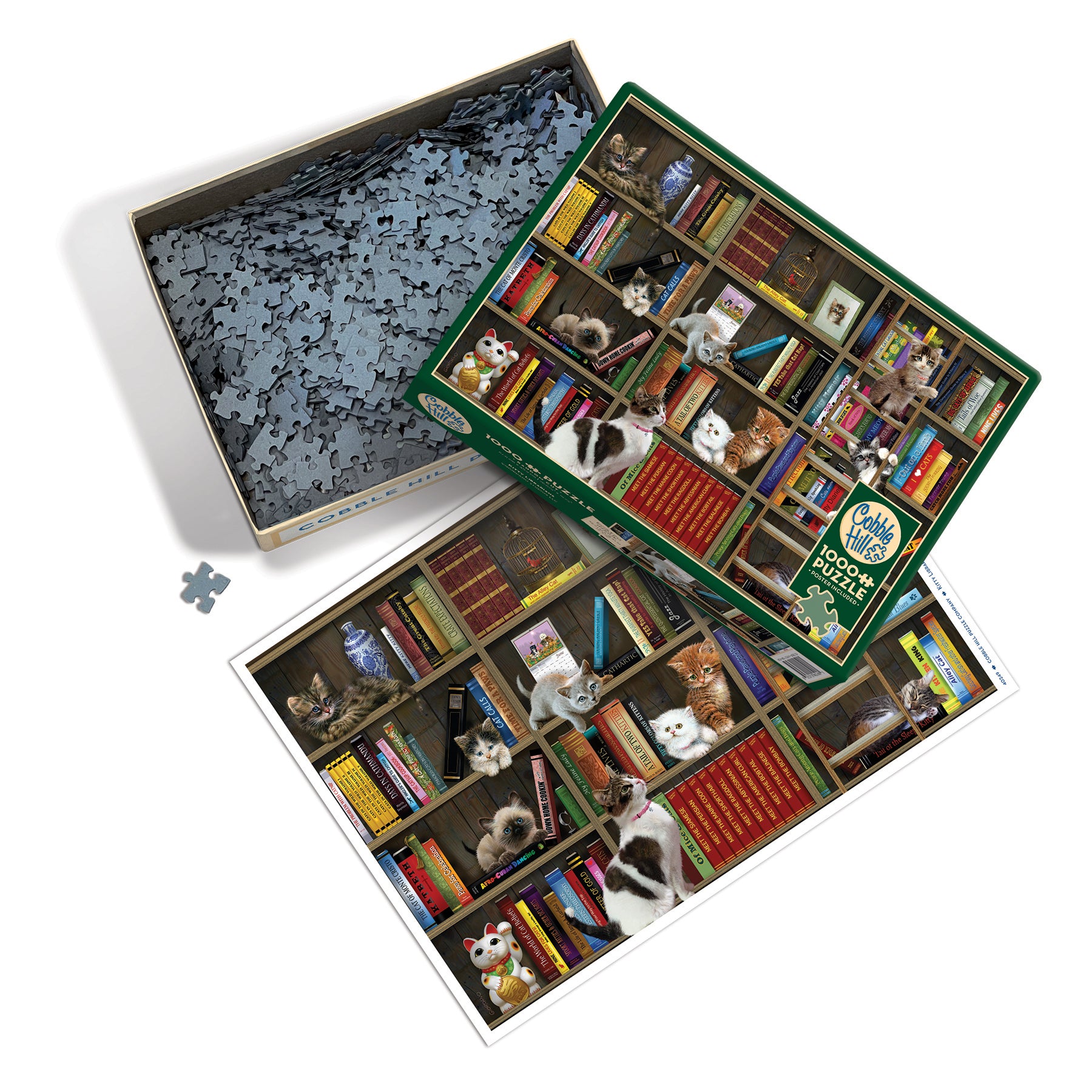 625012402491 Kitty Librarians 1000 Piece Puzzle Exclusive Cobble