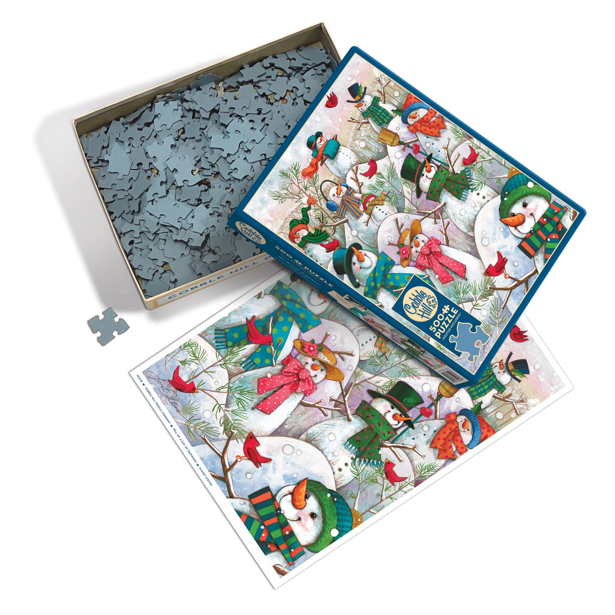Hill of a Lot of Snowmen 500 Piece Puzzle