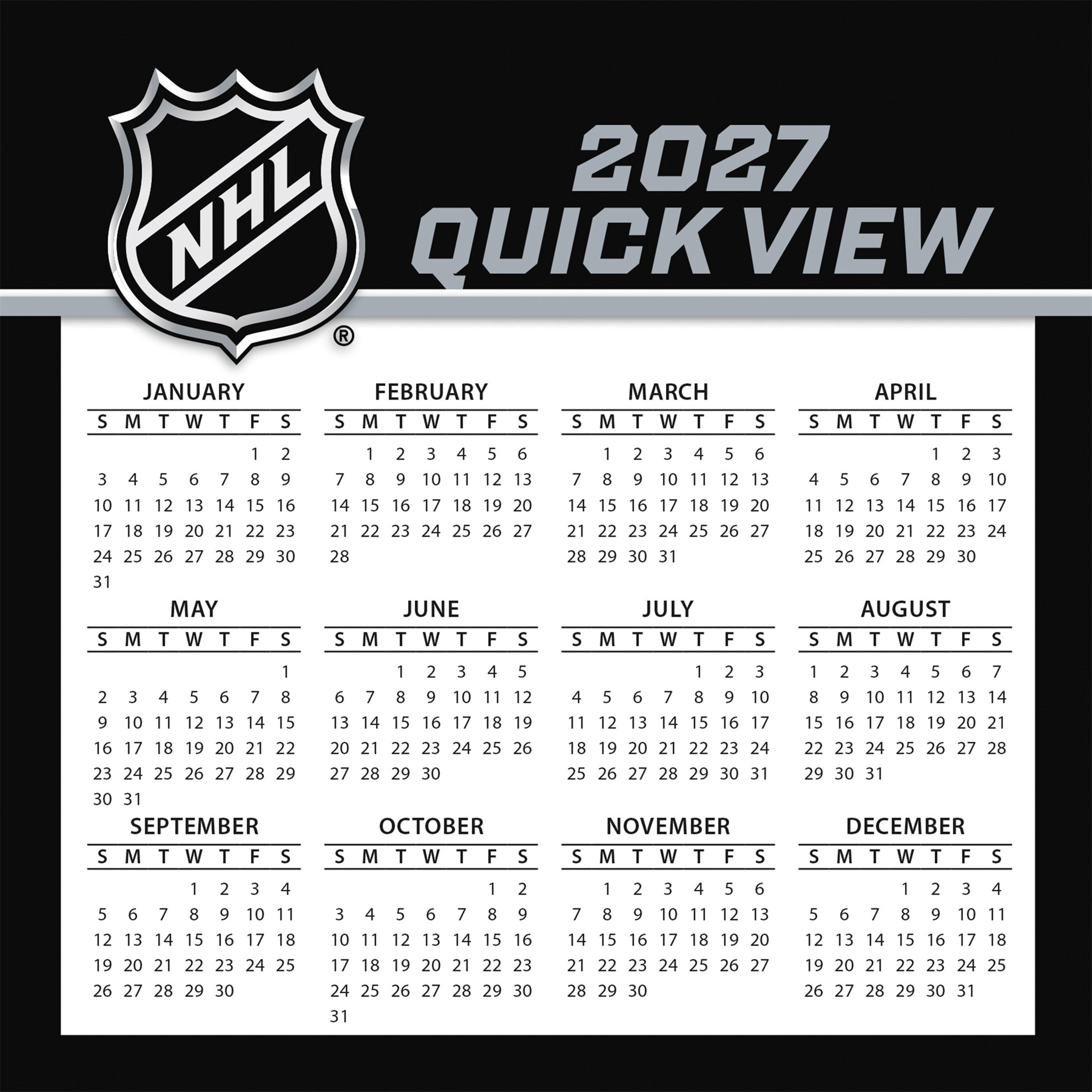 NHL All Team 2027 Box Calendar