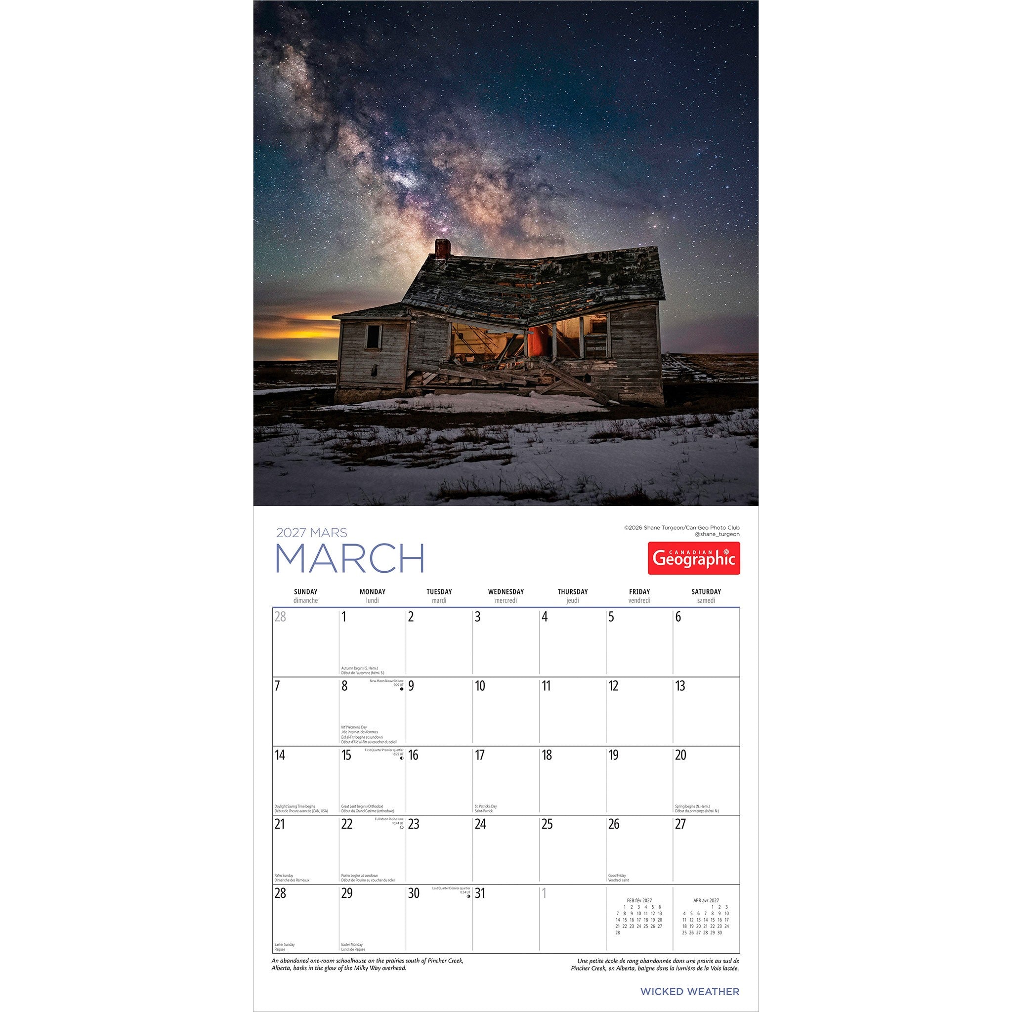 Canadian Geographic Wicked Weather / Météo en folie 2027 Wall Calendar