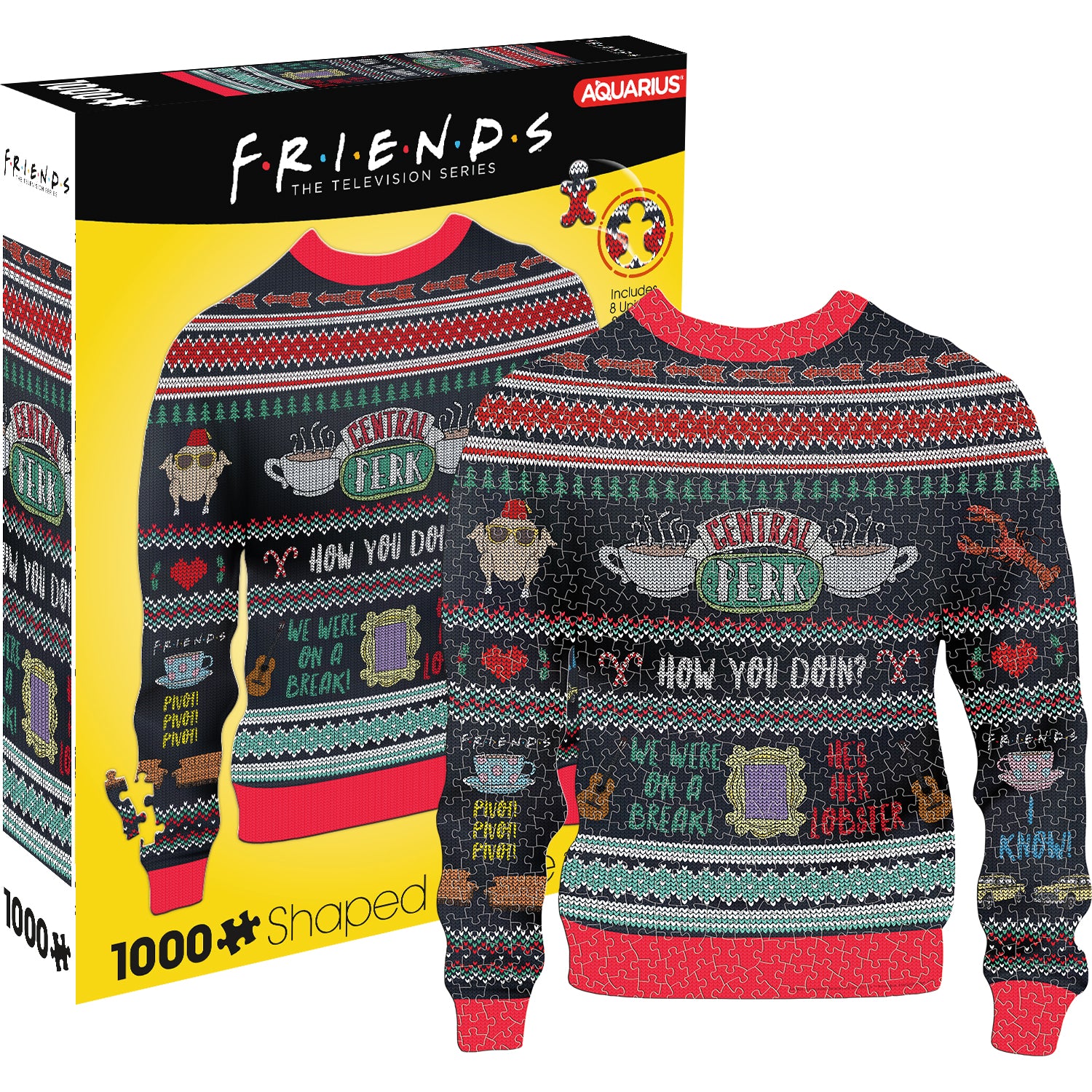 Friends Ugly Christmas Sweater Shaped 1000 Piece Puzzle - Online Exclusive