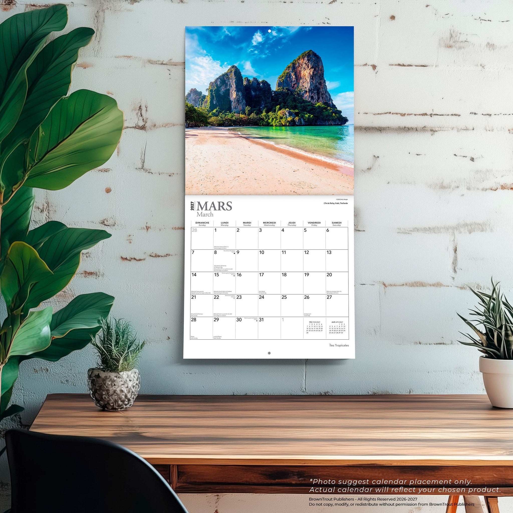 Iles Tropicales 2027 Wall Calendar (French)