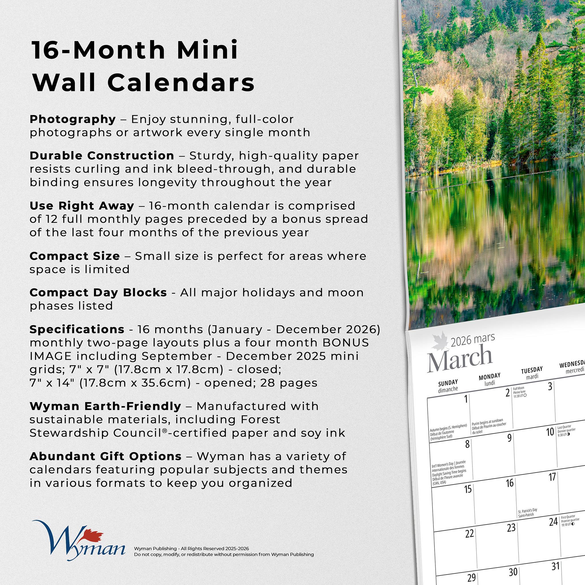 Ontario Bilingual 2026 Mini Calendar