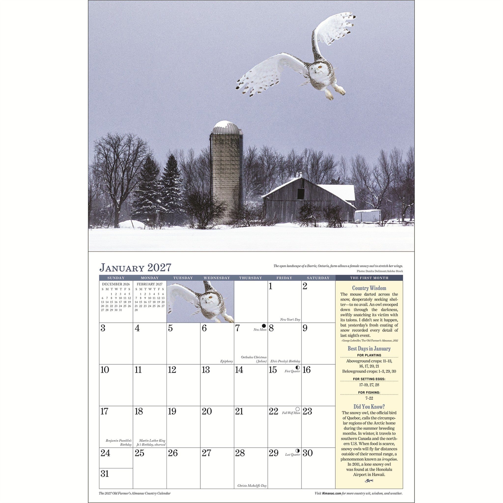 The Old Farmer's Almanac Country 2027 Wall Calendar