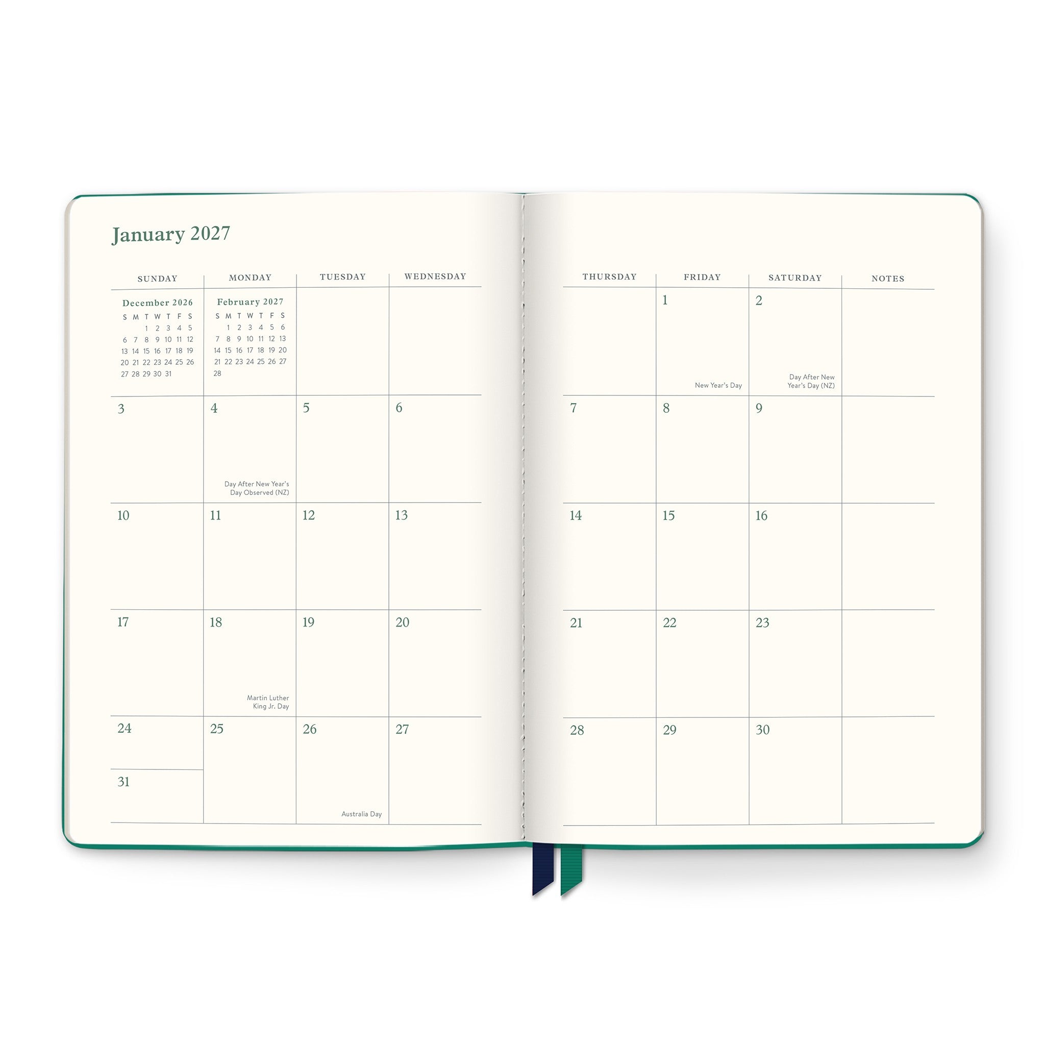 Cascading Plumes Clara Clothbound 2026-2027 Engagement Calendar