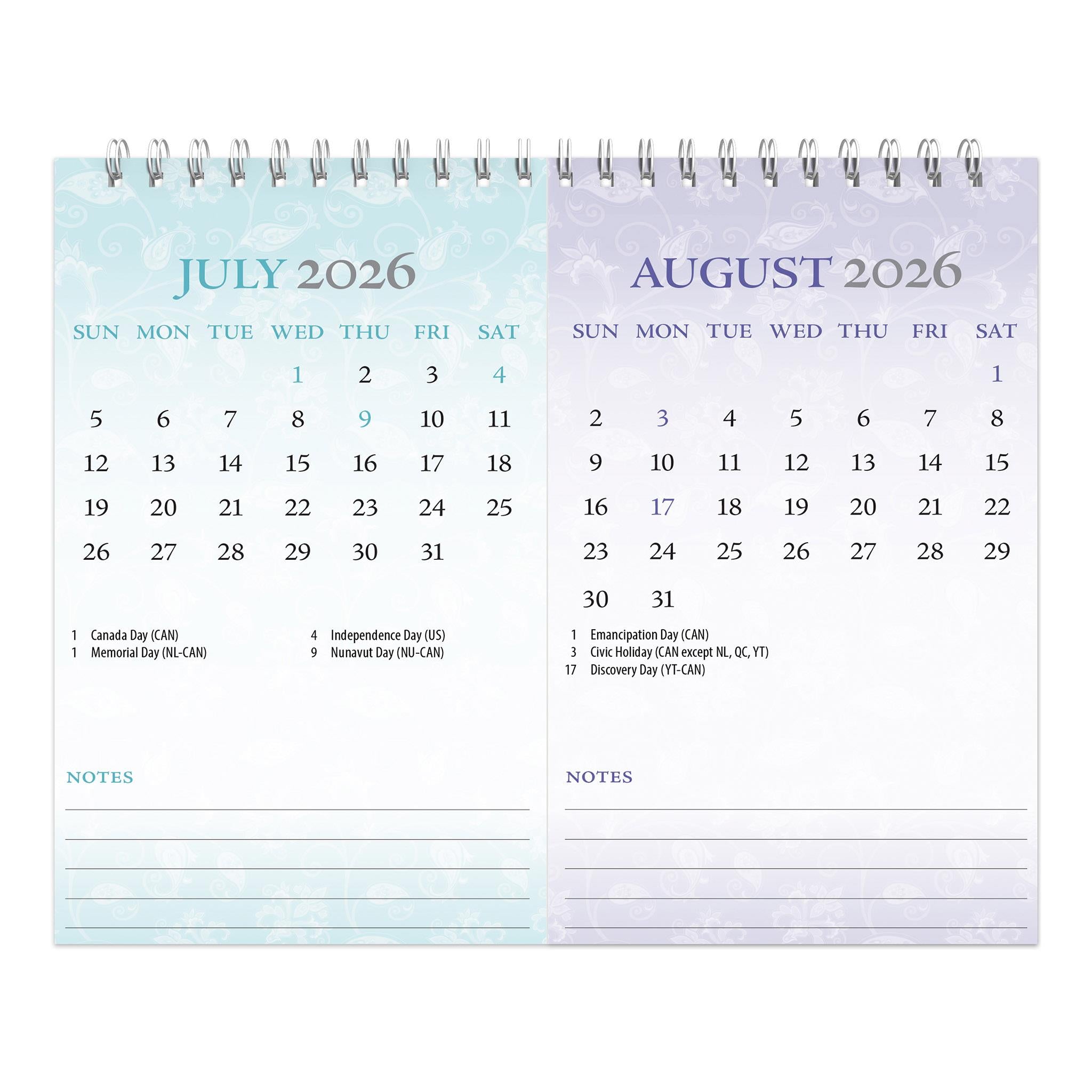 Patterned 2026 Double View Easel Calendar