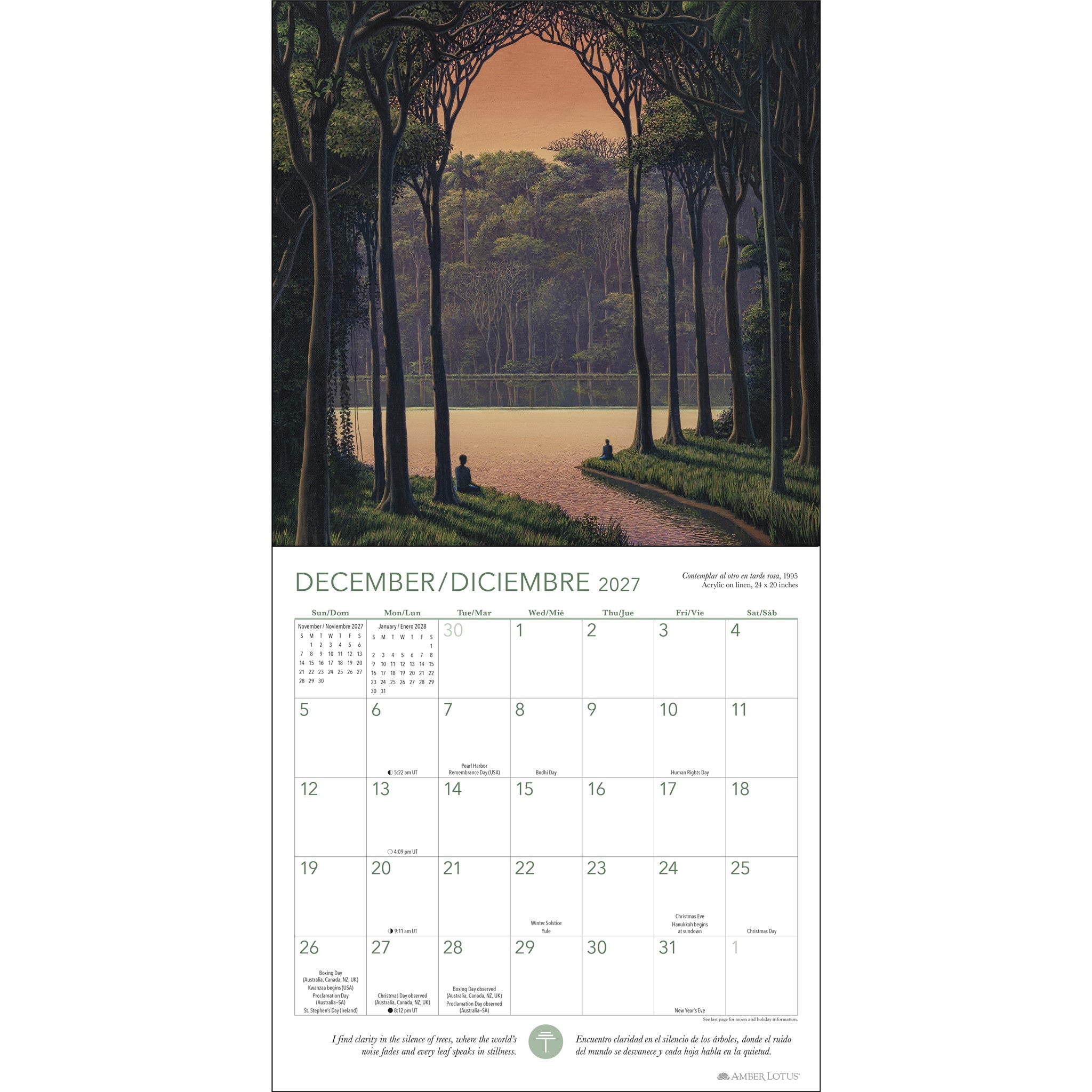 Forest Meditations 2027 Wall Calendar / Meditaciones del Bosque 2027 Calendario