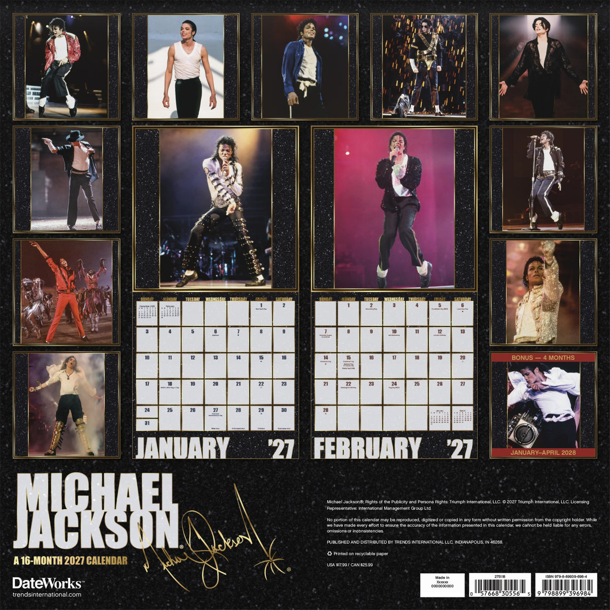Michael Jackson 2027 Wall Calendar