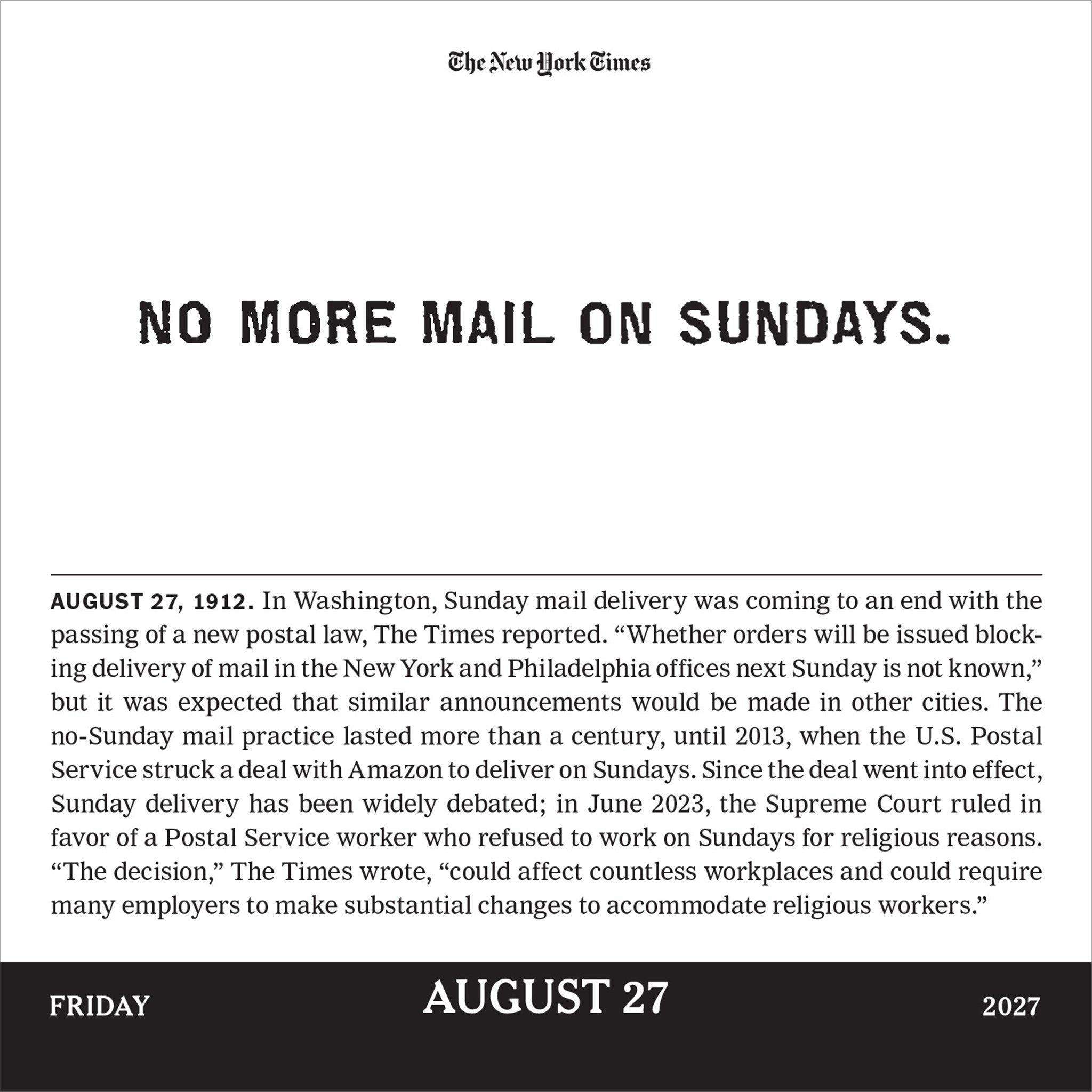 The New York Times Headlines in History 2027 Box Calendar - Online Only