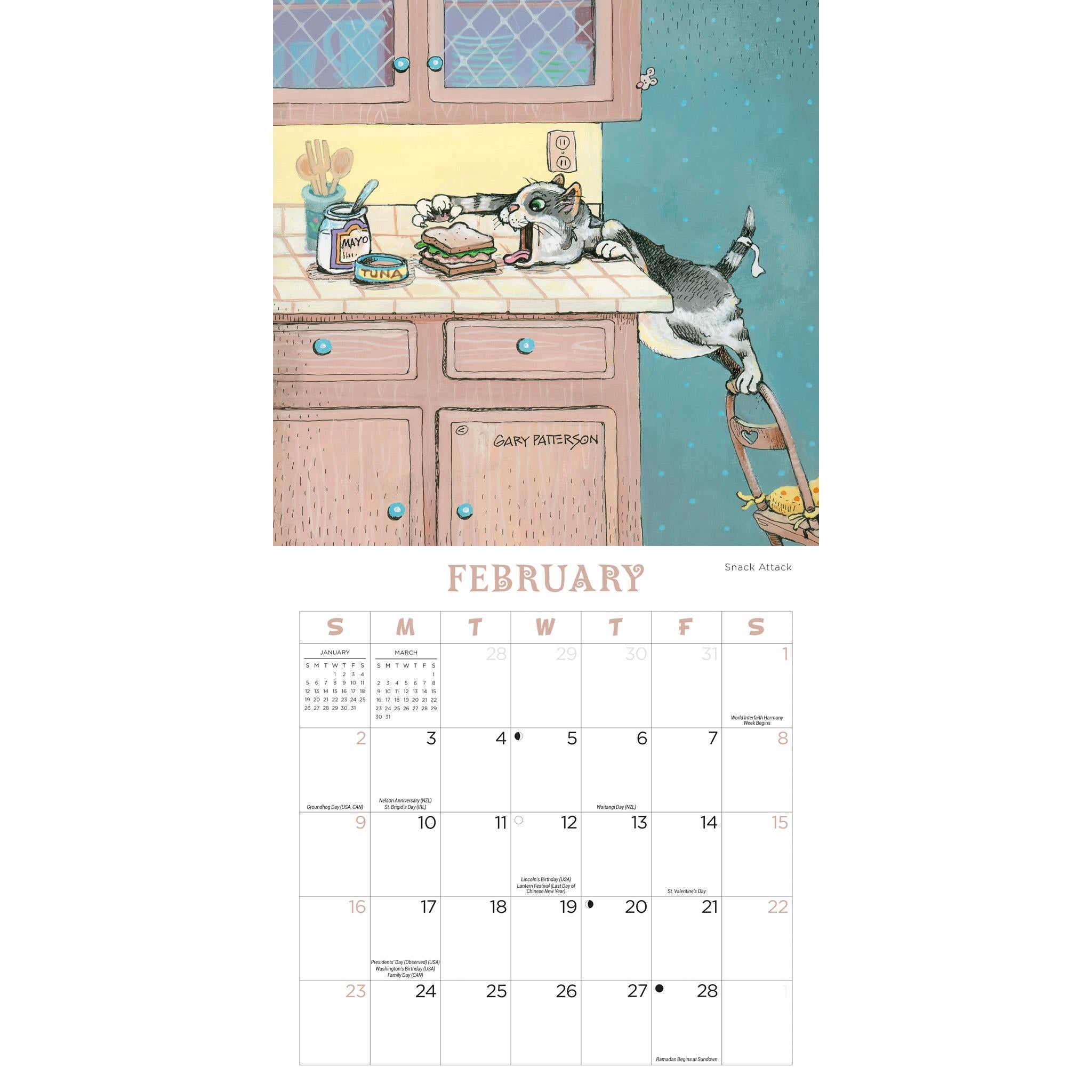 Cats Patterson Magnetic Mini 2025 Calendar