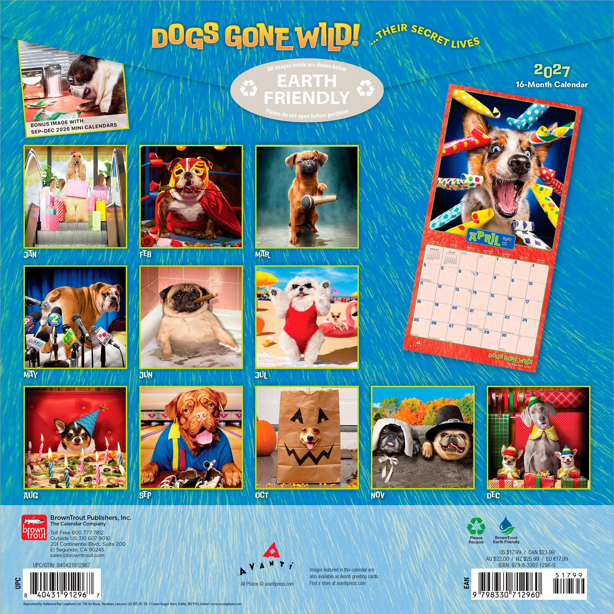 Dogs Gone Wild Avanti 2027 Wall Calendar