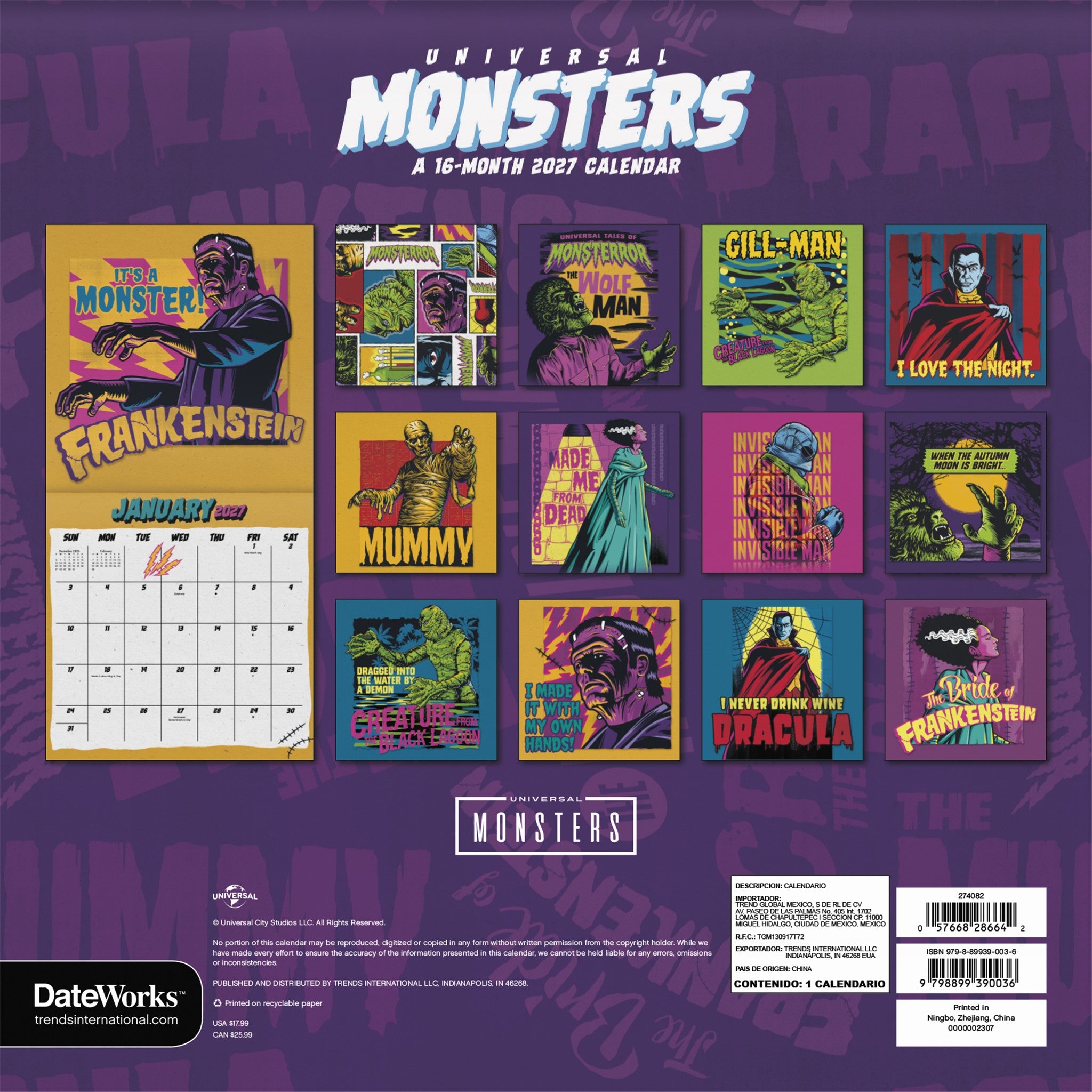 Universal Monsters 2027 Wall Calendar - Online Only