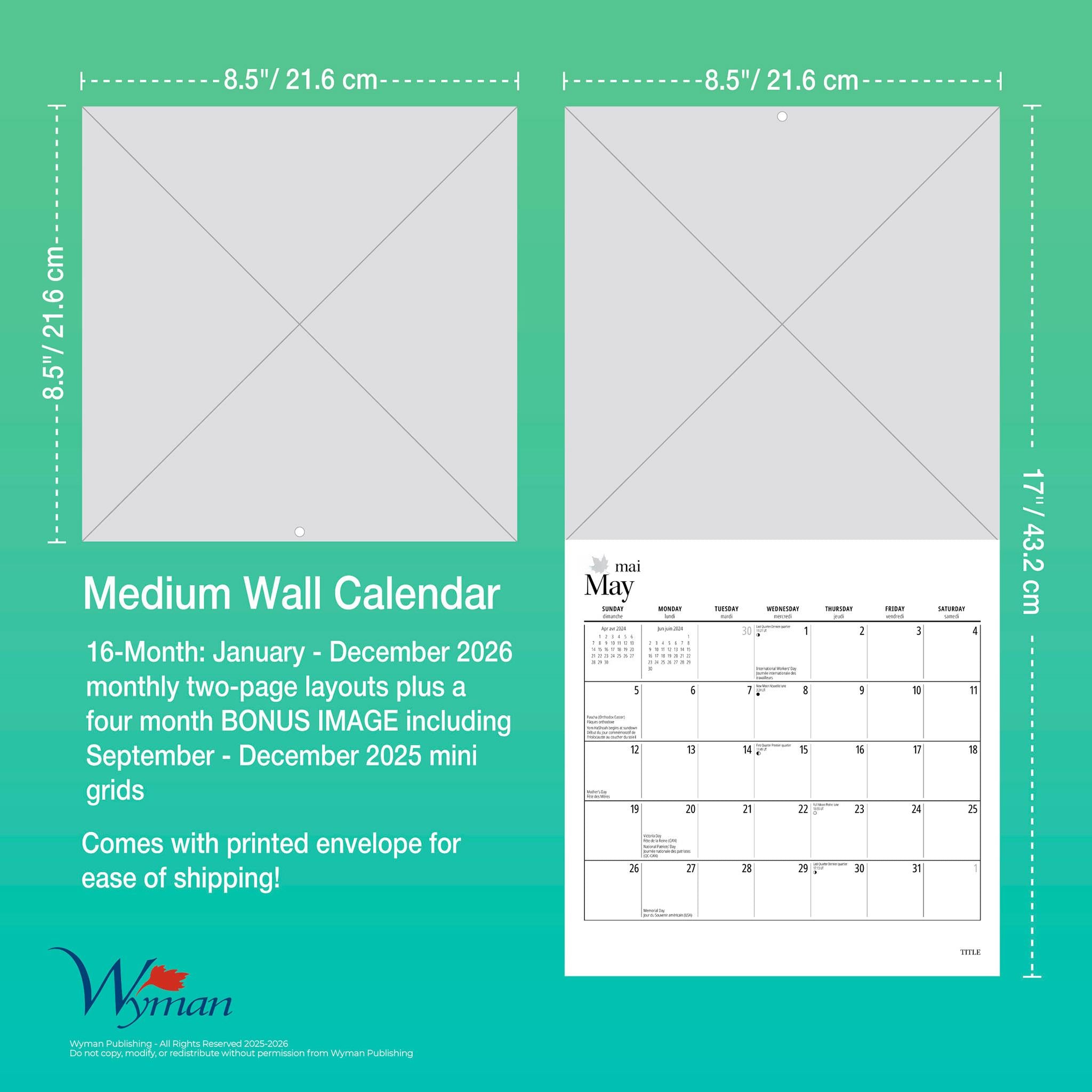Canadian Geographic Canadian Scenes 2026 Medium Mini Calendar