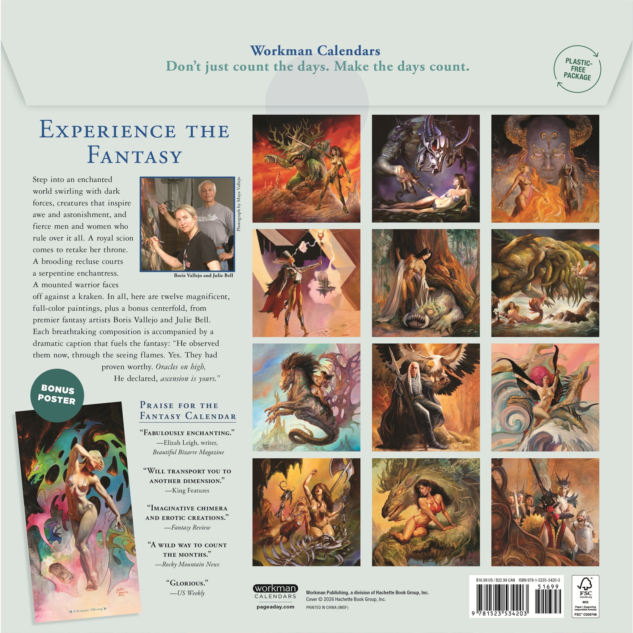 Boris Vallejo and Julie Bells Fantasy 2027 Wall Calendar
