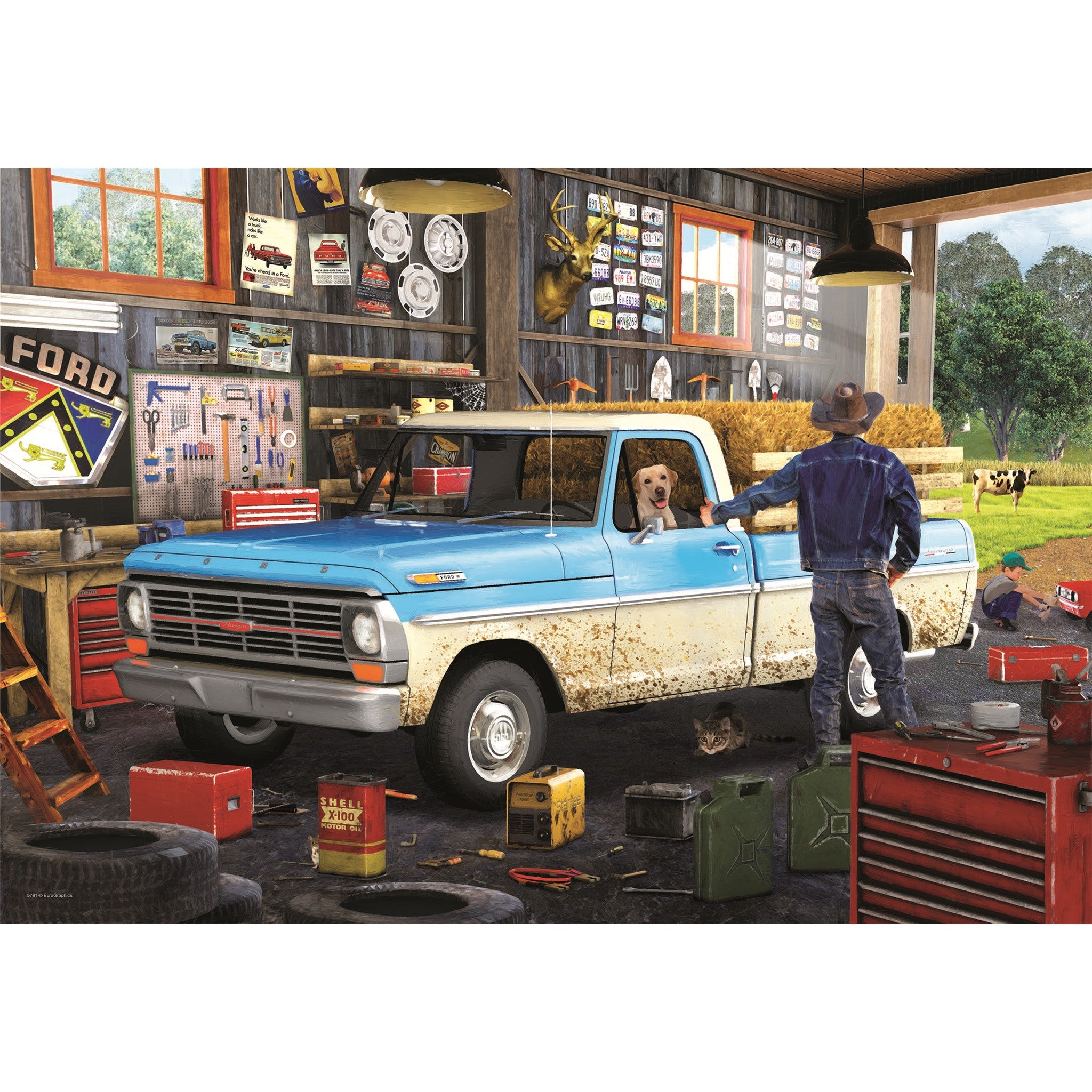Pickup Truck 550 Piece Puzzle in Shaped Tin