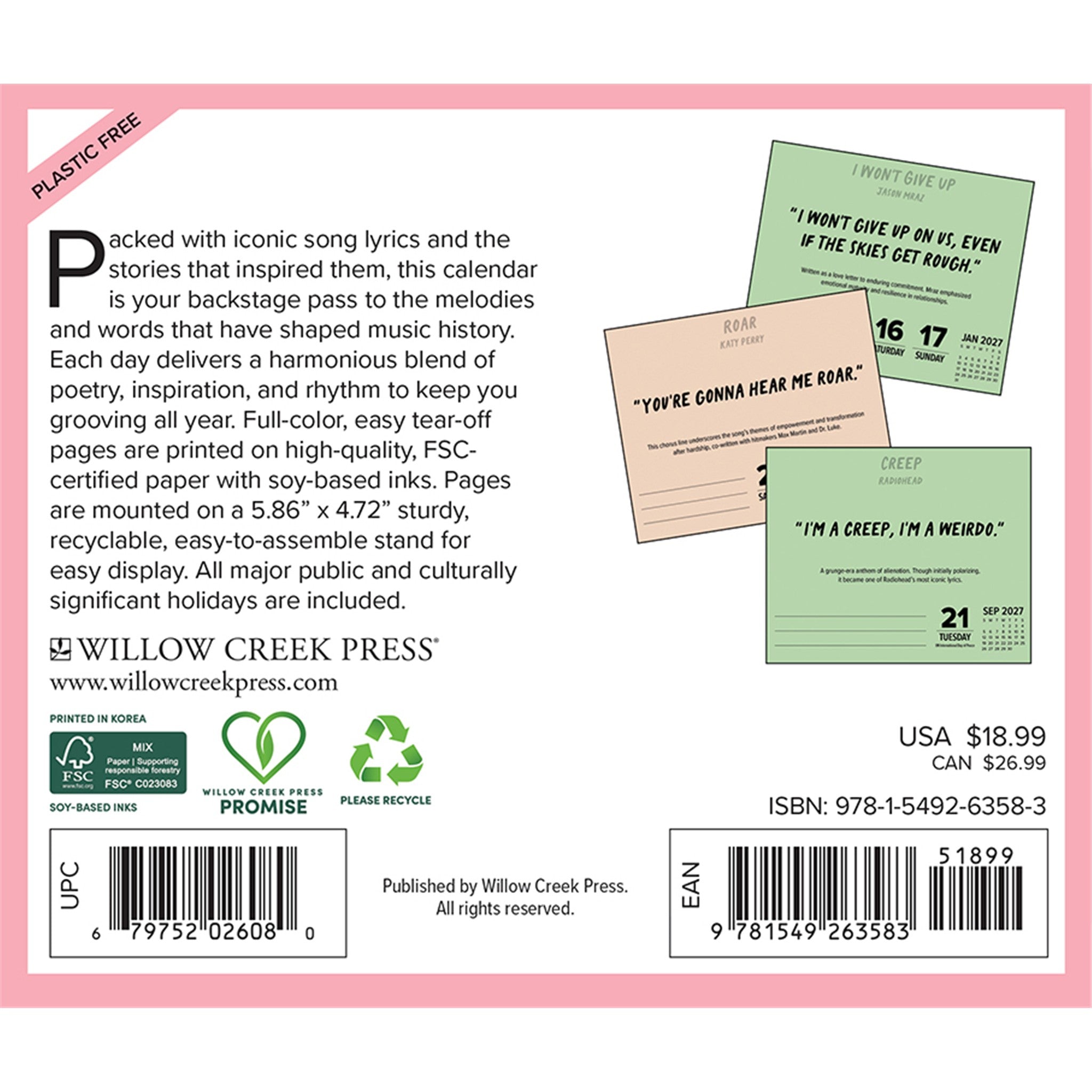 Lyrics to Live By 2027 Box Calendar - Online Only