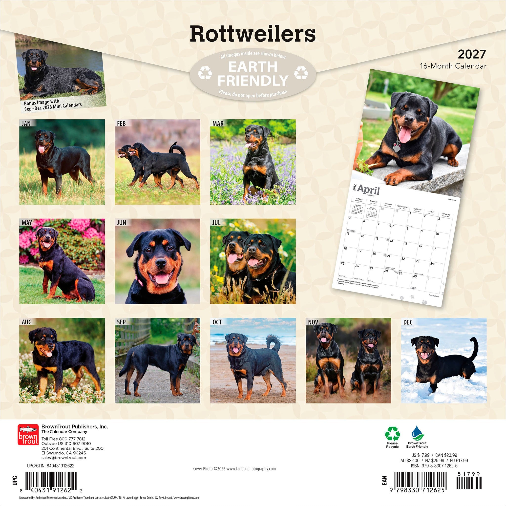 Rottweilers 2027 Wall Calendar