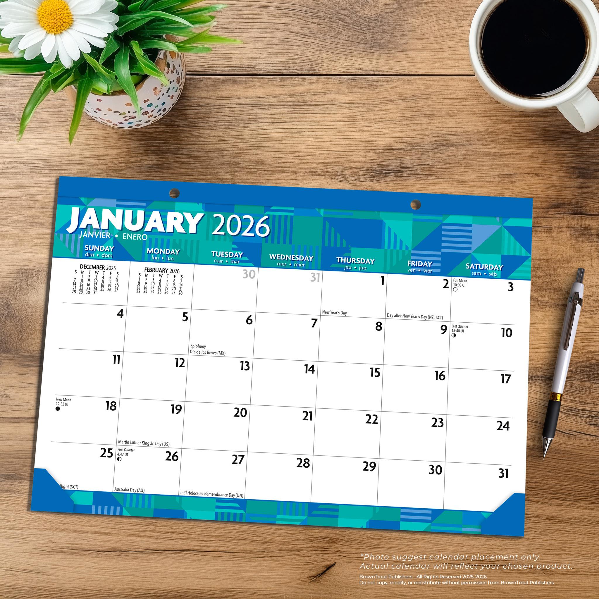 Large Print 2026 Desk Pad Calendar