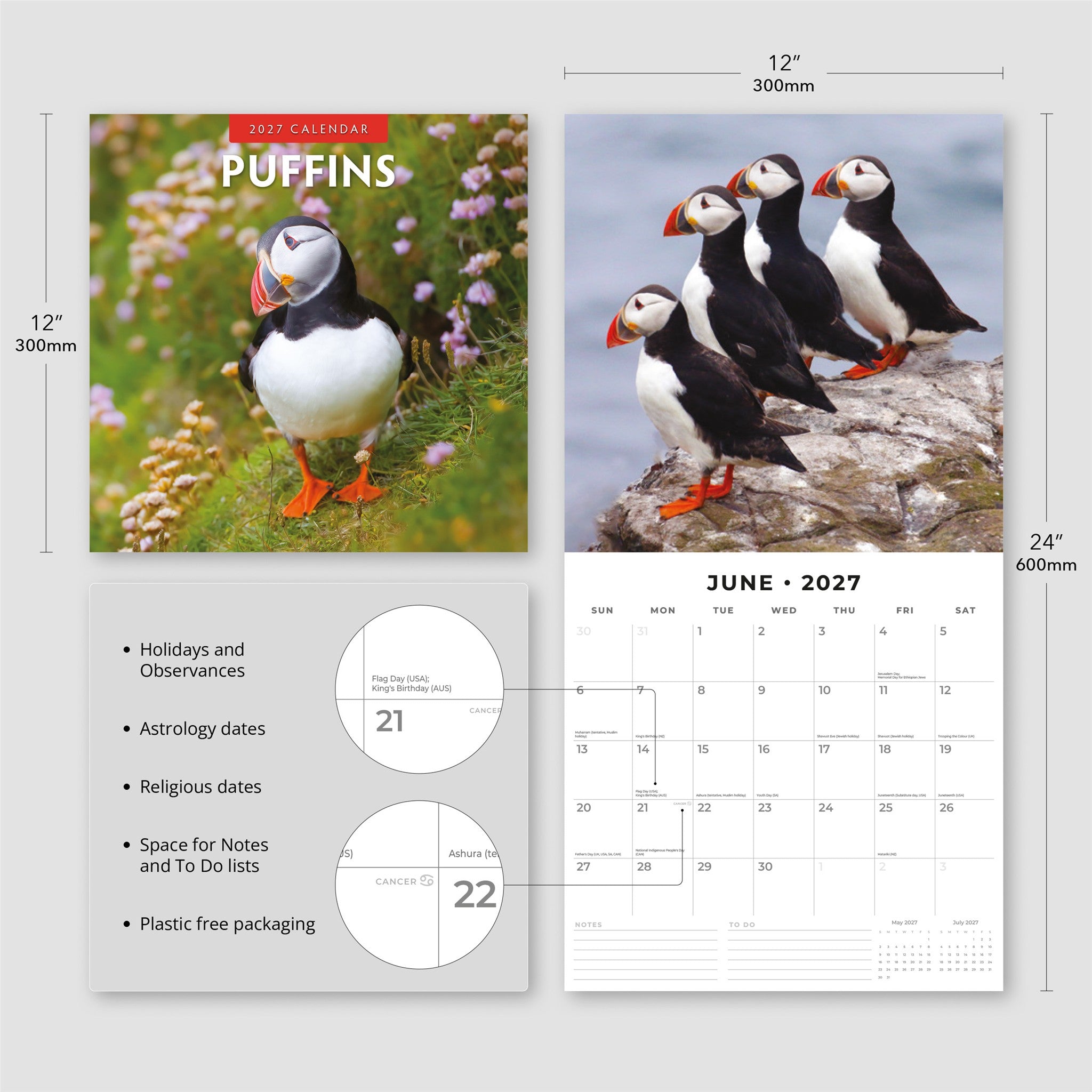 Puffins 2027 Wall Calendar