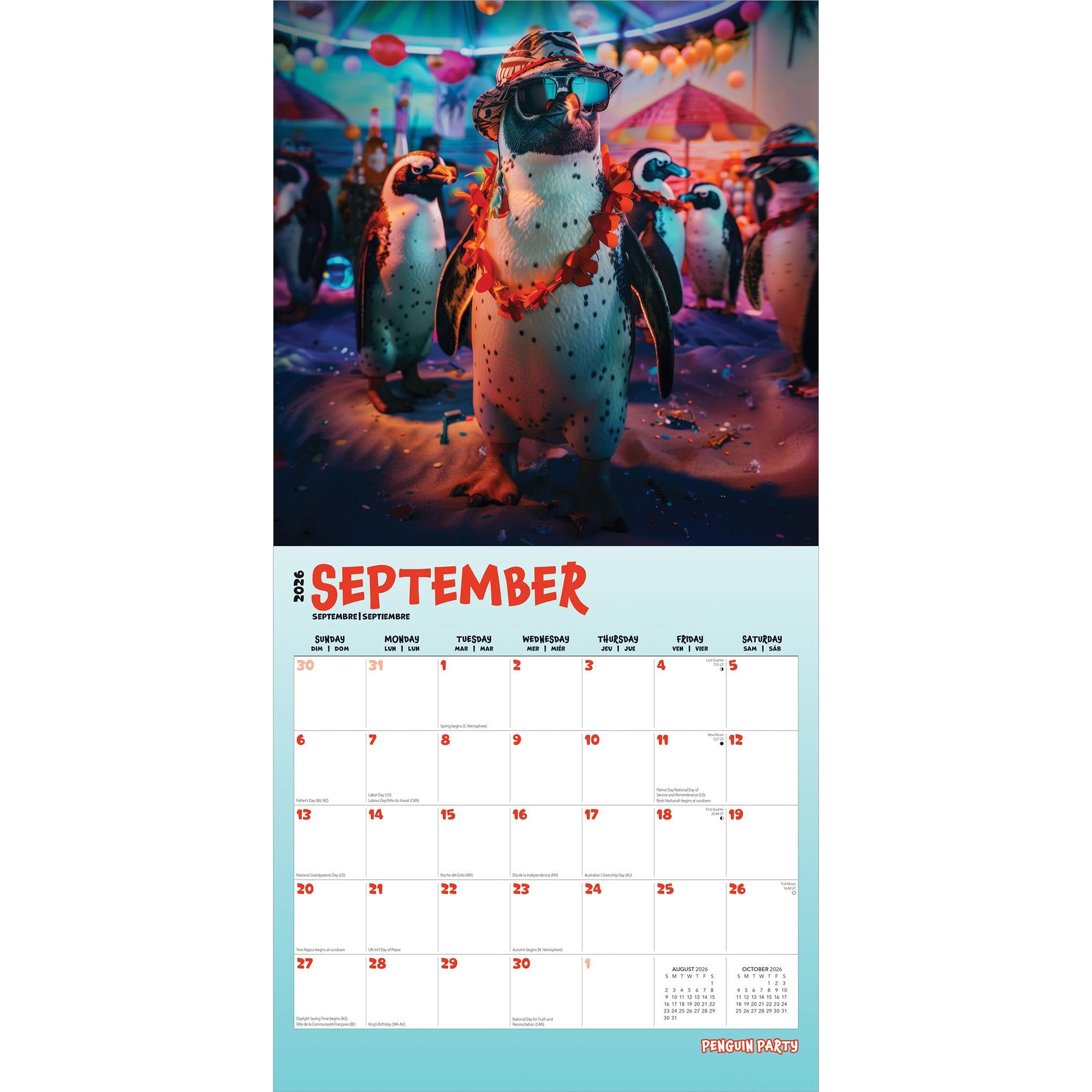 Penguin Party 2026 Wall Calendar