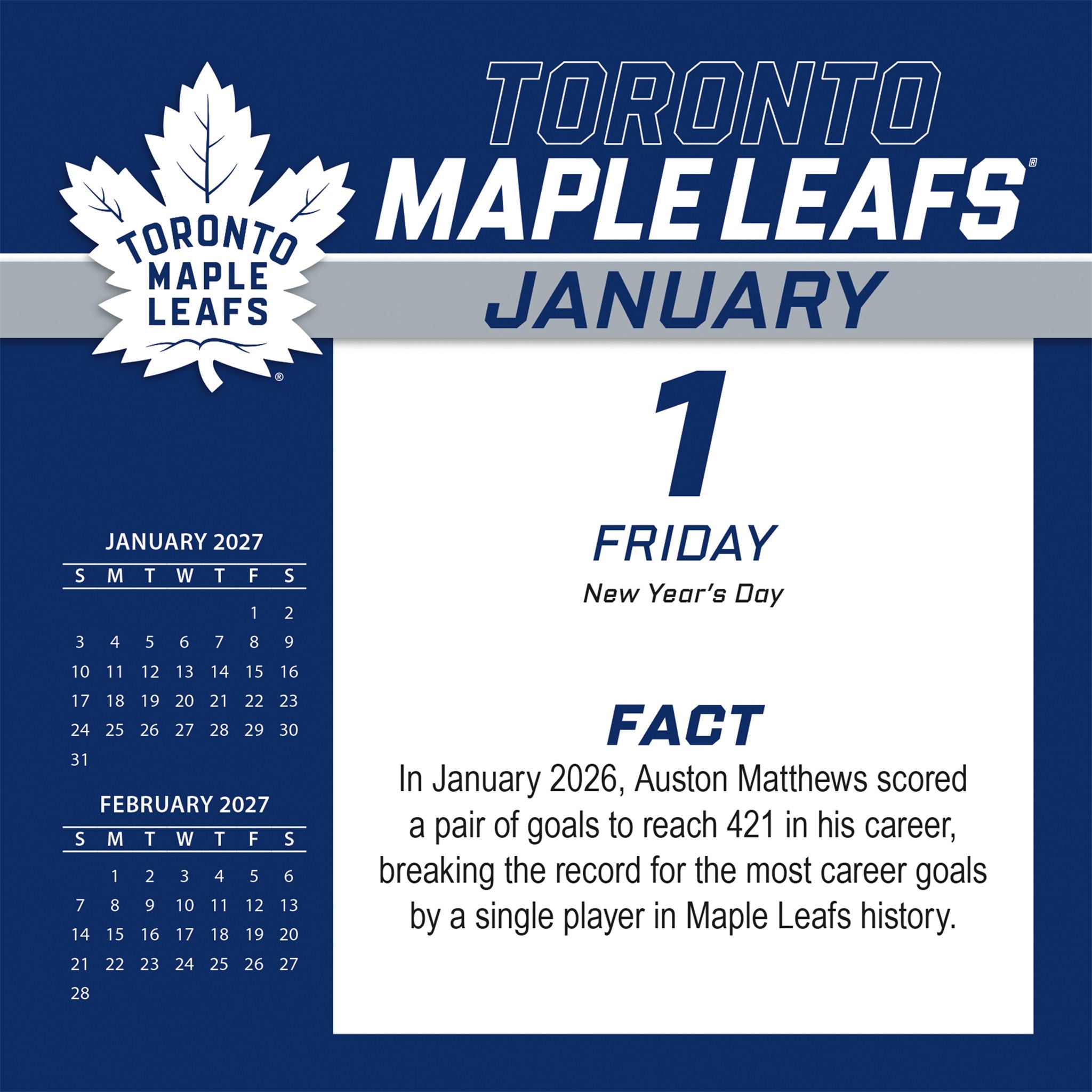 NHL Toronto Maple Leafs 2027 Box Calendar